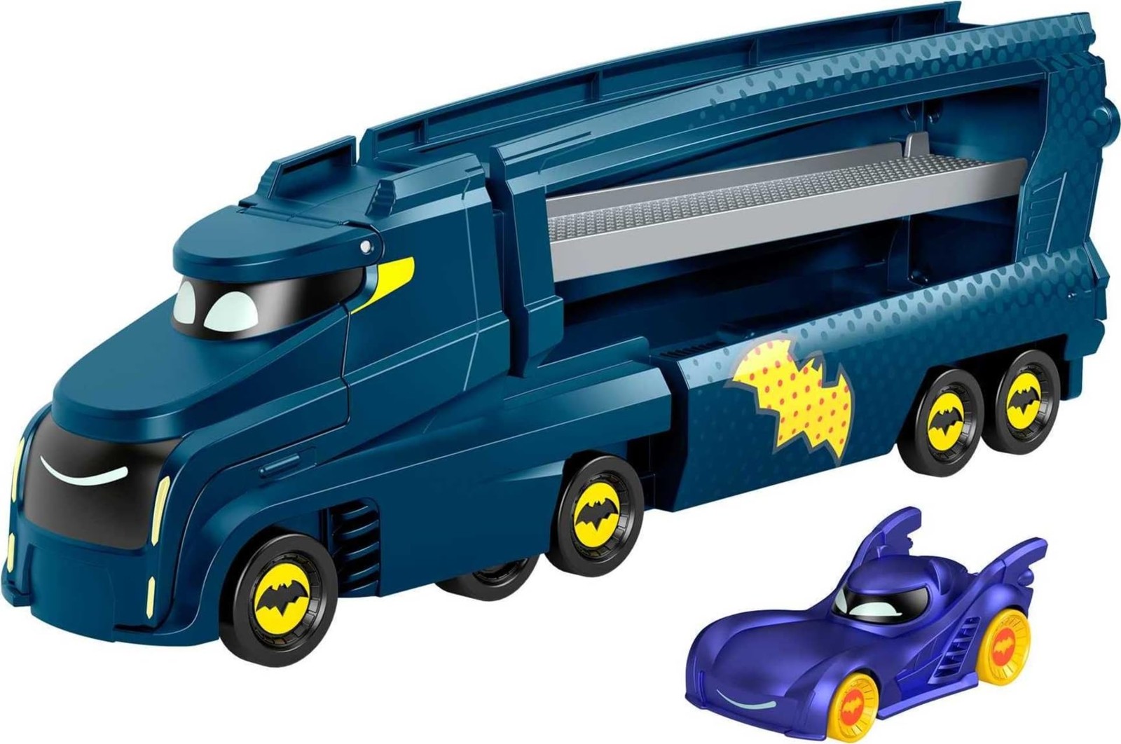 Fisher-Price DC Batwheels Hauler with Ramp & Bam Batmobile Diecast Toy, Age 3+