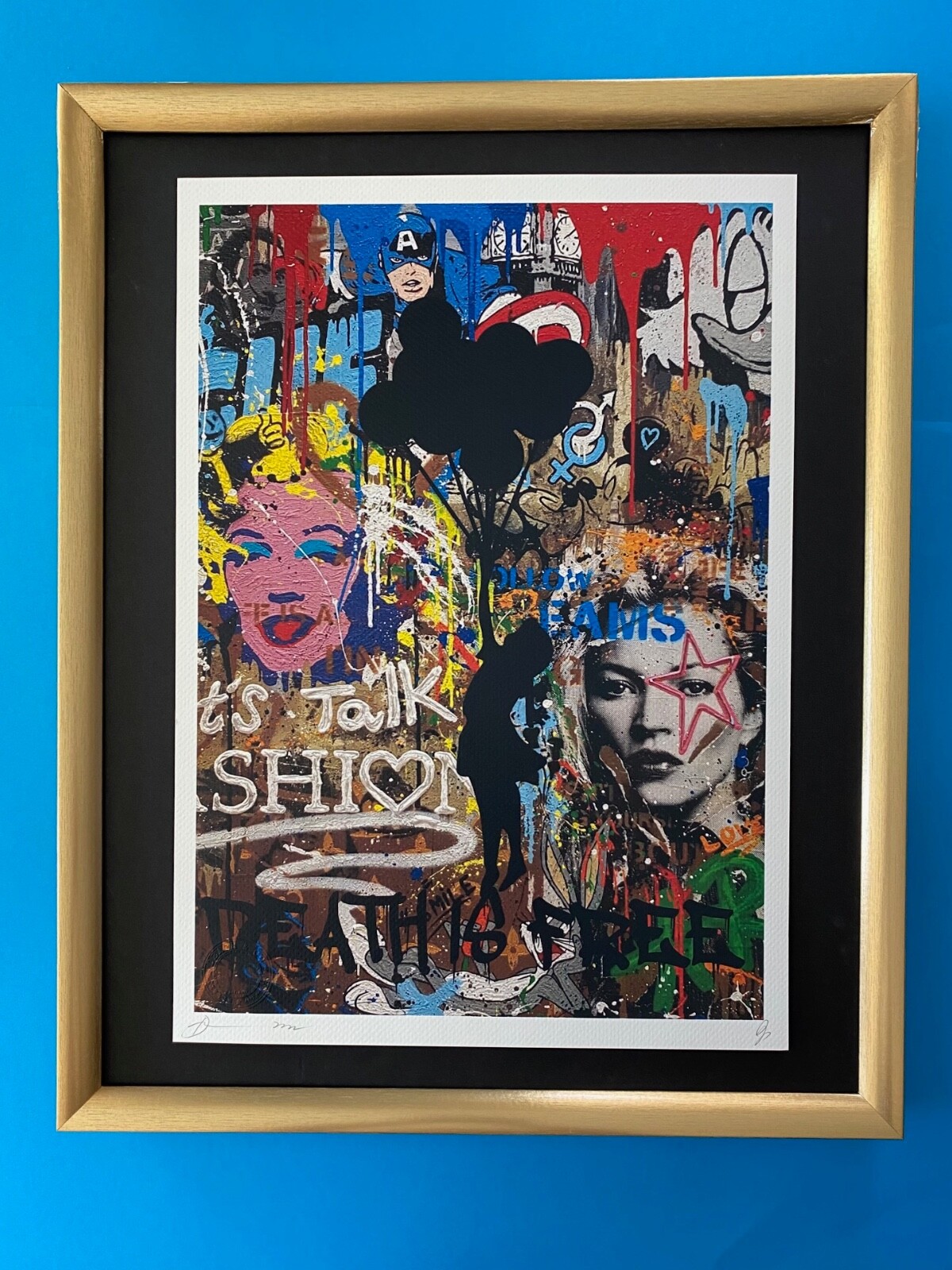 DEATH NYC Hand Signed LARGE Print COA Framed 16x20in MrBrainwash Graffiti Banksy