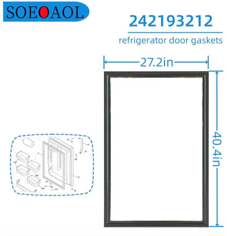 Upgraded Refrigerator Door GASKET 242193212 for Frigidaire Kenmore Crosley BLACK