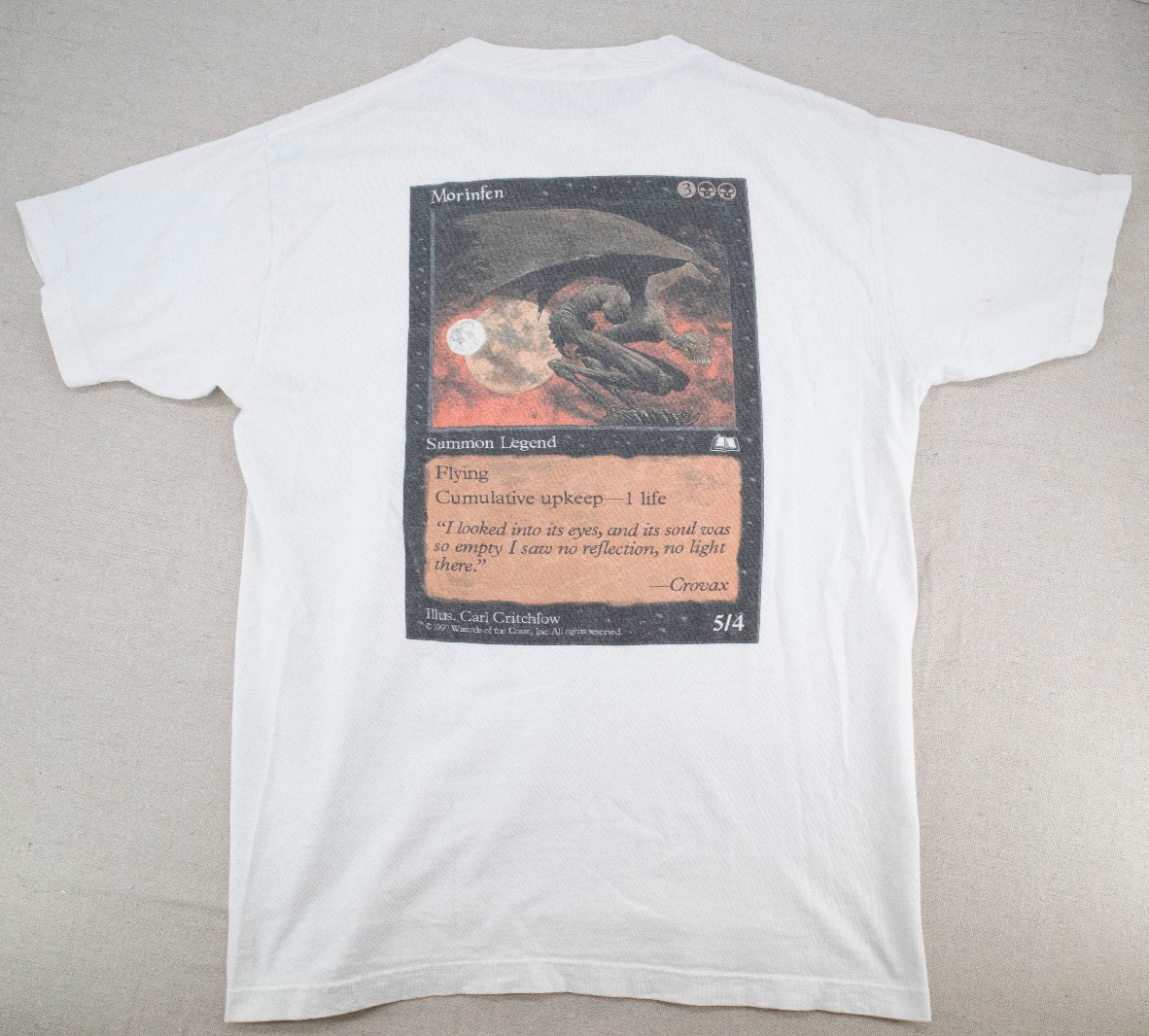 Vintage 1997 Magic The Gathering Morinfen Card TCG White T-Shirt Size XL