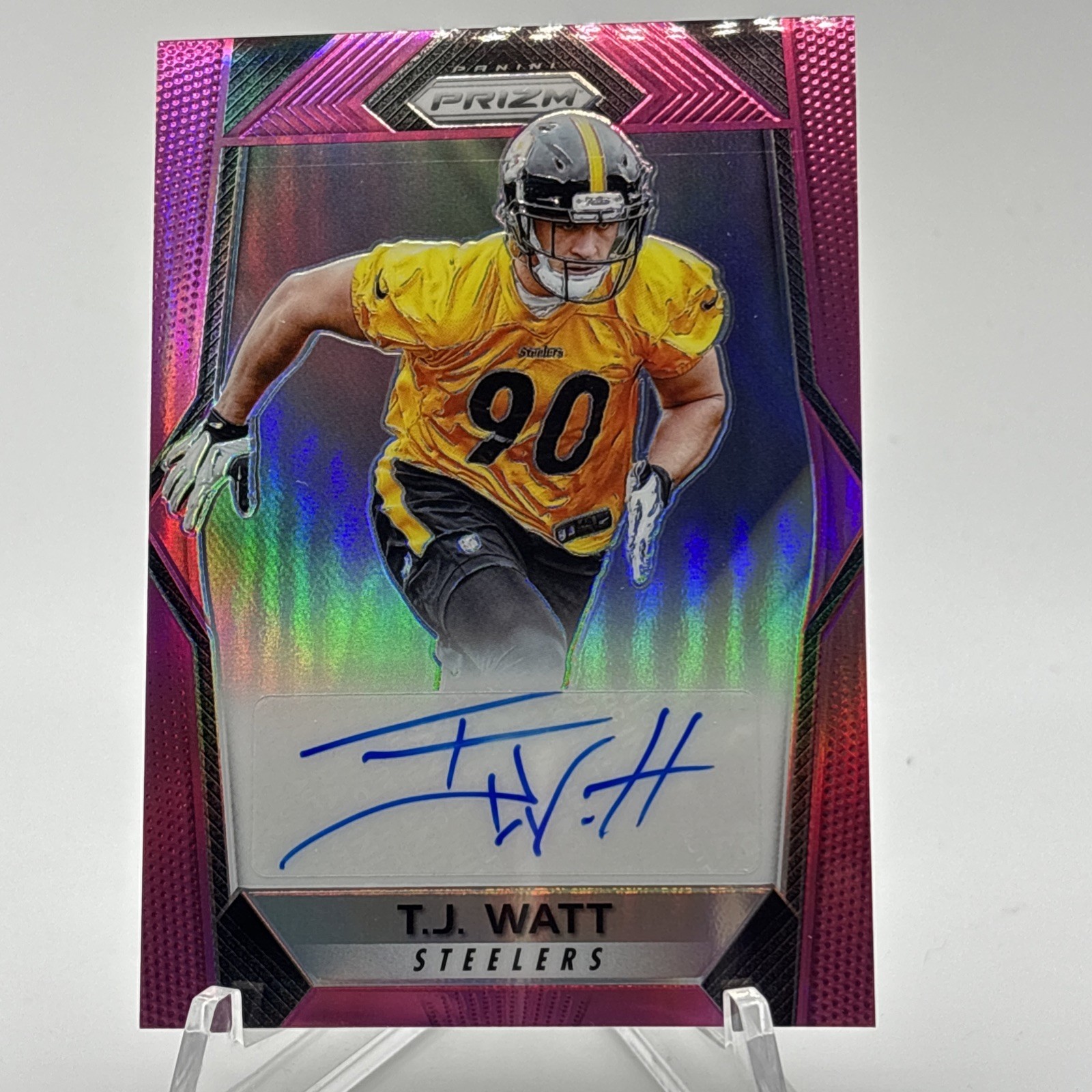 2017 Panini Prizm T.J Watt Pink Prizm Rookie Autograph #RA-TI Steelers RC
