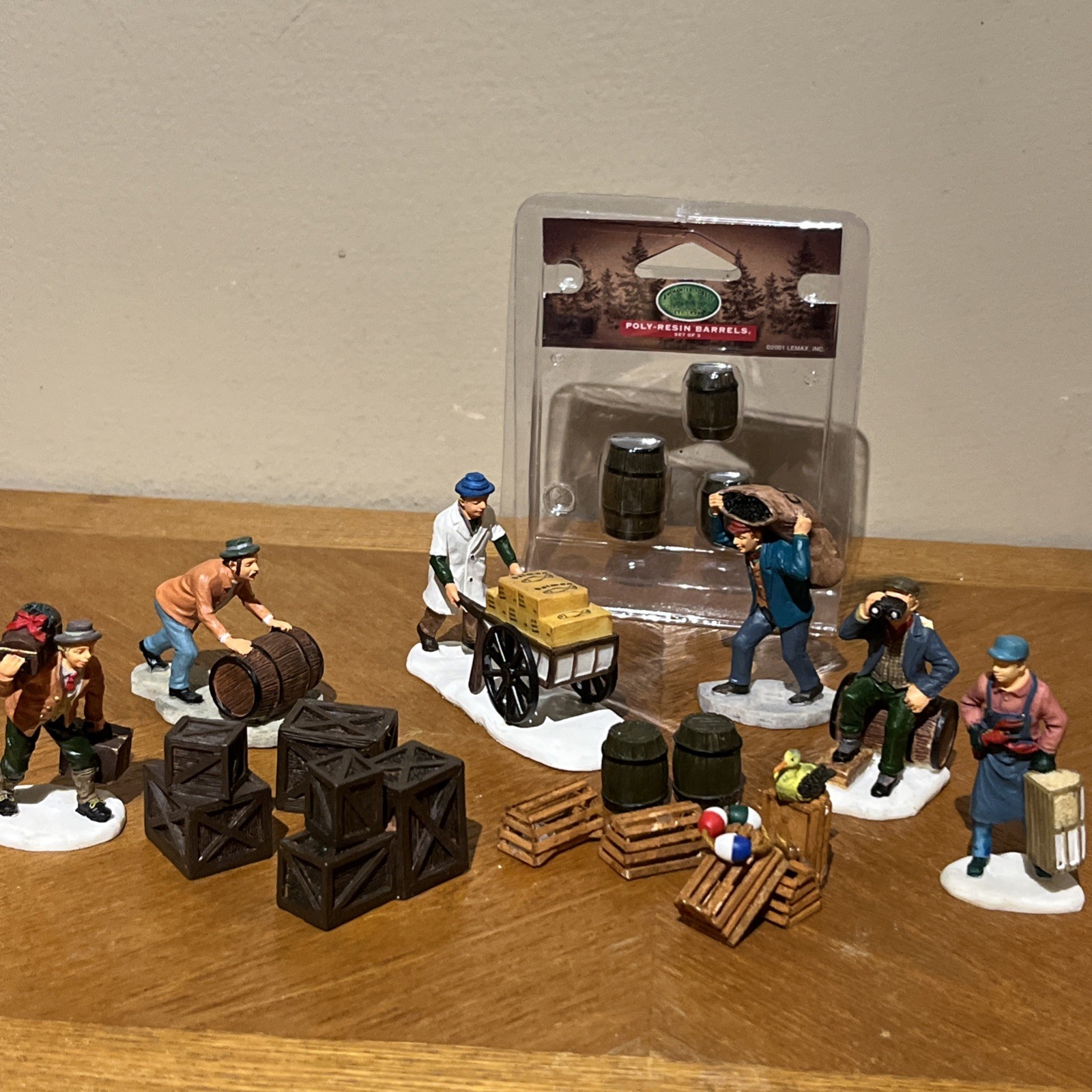 Lot Of Lemax Christmas Village Dock Worker Figurines Accessories Lot Vintage 