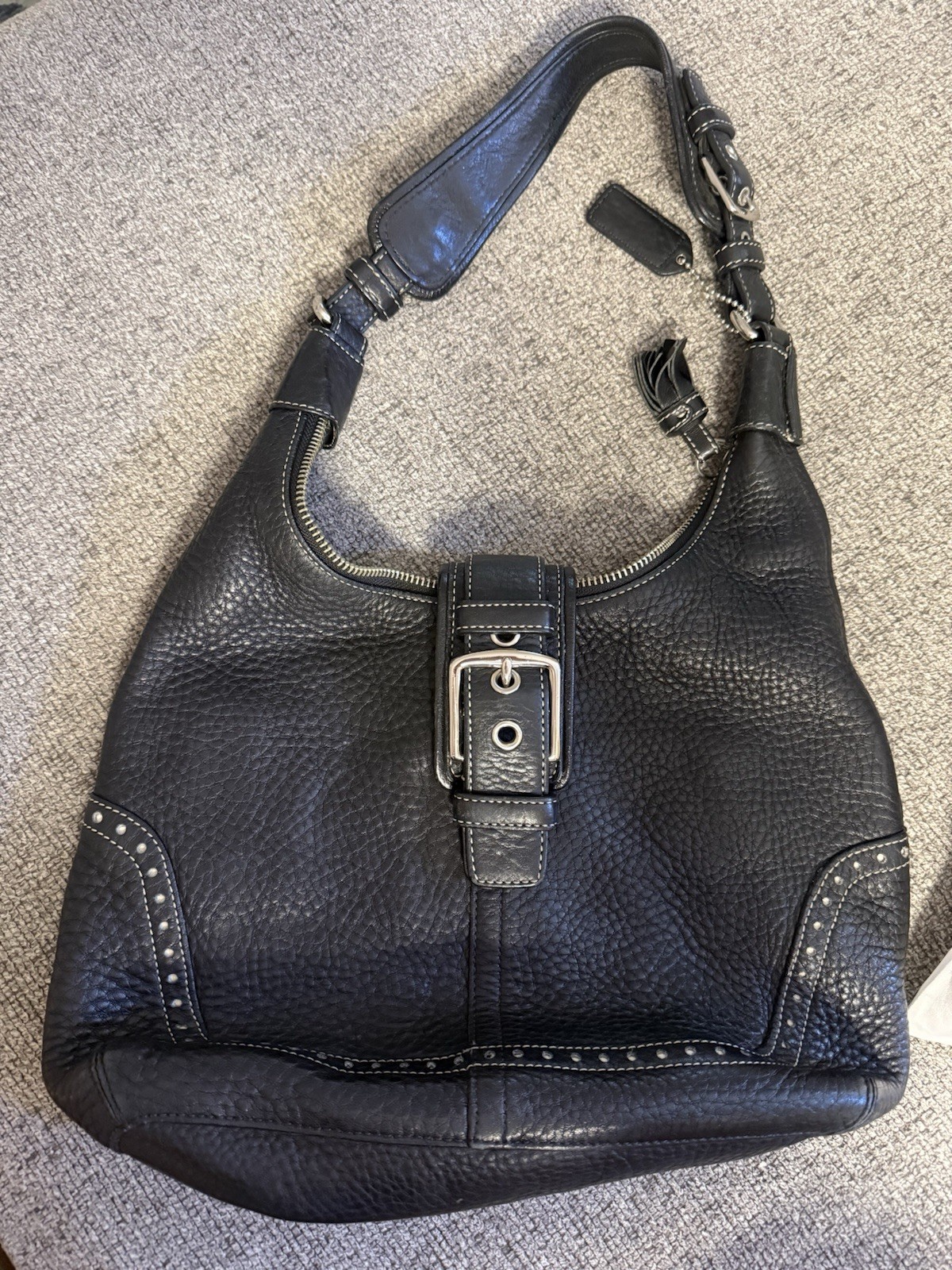 Coach Vintage Leather Hampton Hobo Bag Black