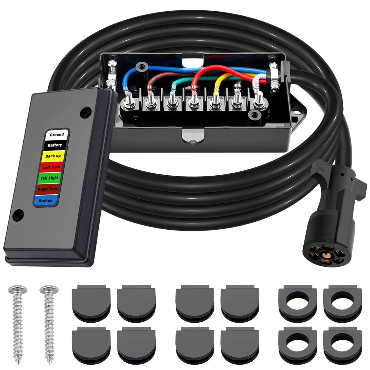 7 Way Trailer Wiring Harness Kit 8 Ft Trailer Cord With 7 Pin Trailer P 7 Way Trailer Wiring Harness Kit 8 Ft Trailer Cord With 7 Pin Trailer P