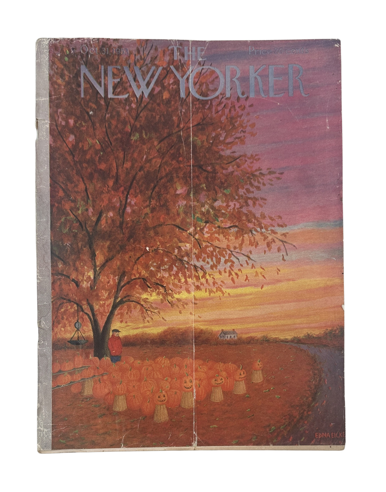 The New Yorker Magazine October 31, 1953 Halloween Pumpkin Edna Eicke Cover