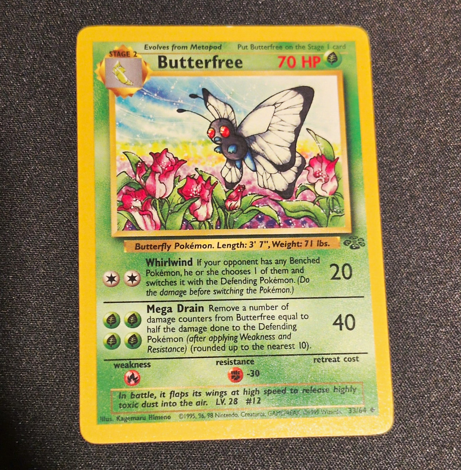 Wizards of the Coast Pokemon TCG Butterfree Jungle Unlimited 33/64 70 HP
