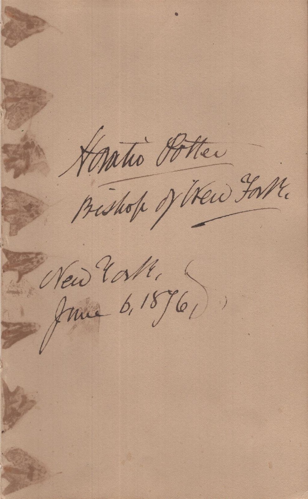 Horatio Potter- Signed Historical Page 1876 (Bishop of New York) Horatio Potter- Signed Historical Page 1876 (Bishop of New York)