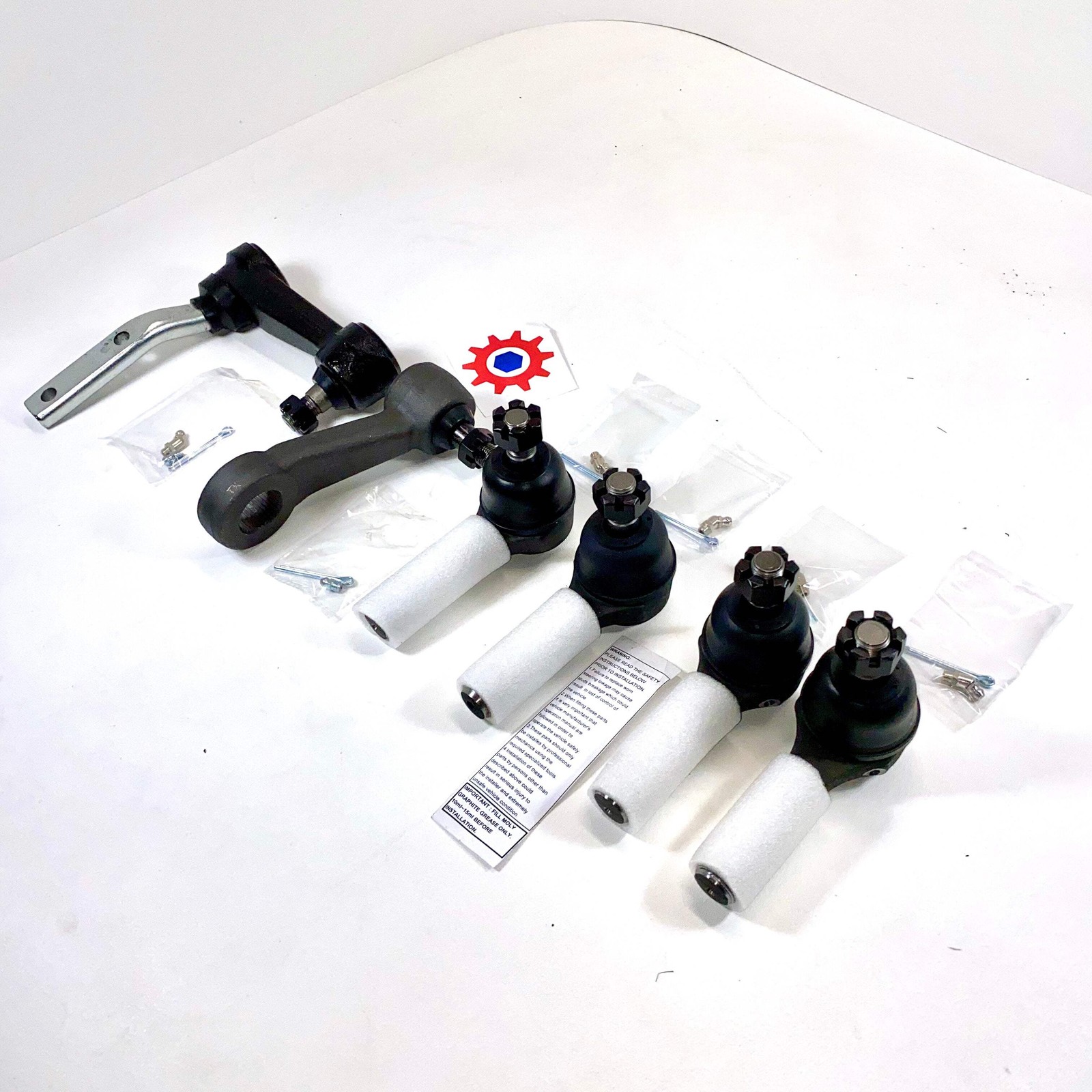 Steering Kit; Idler Bracket, Pitman Bracket, RH&LH Tie Rods with pins & fittings
