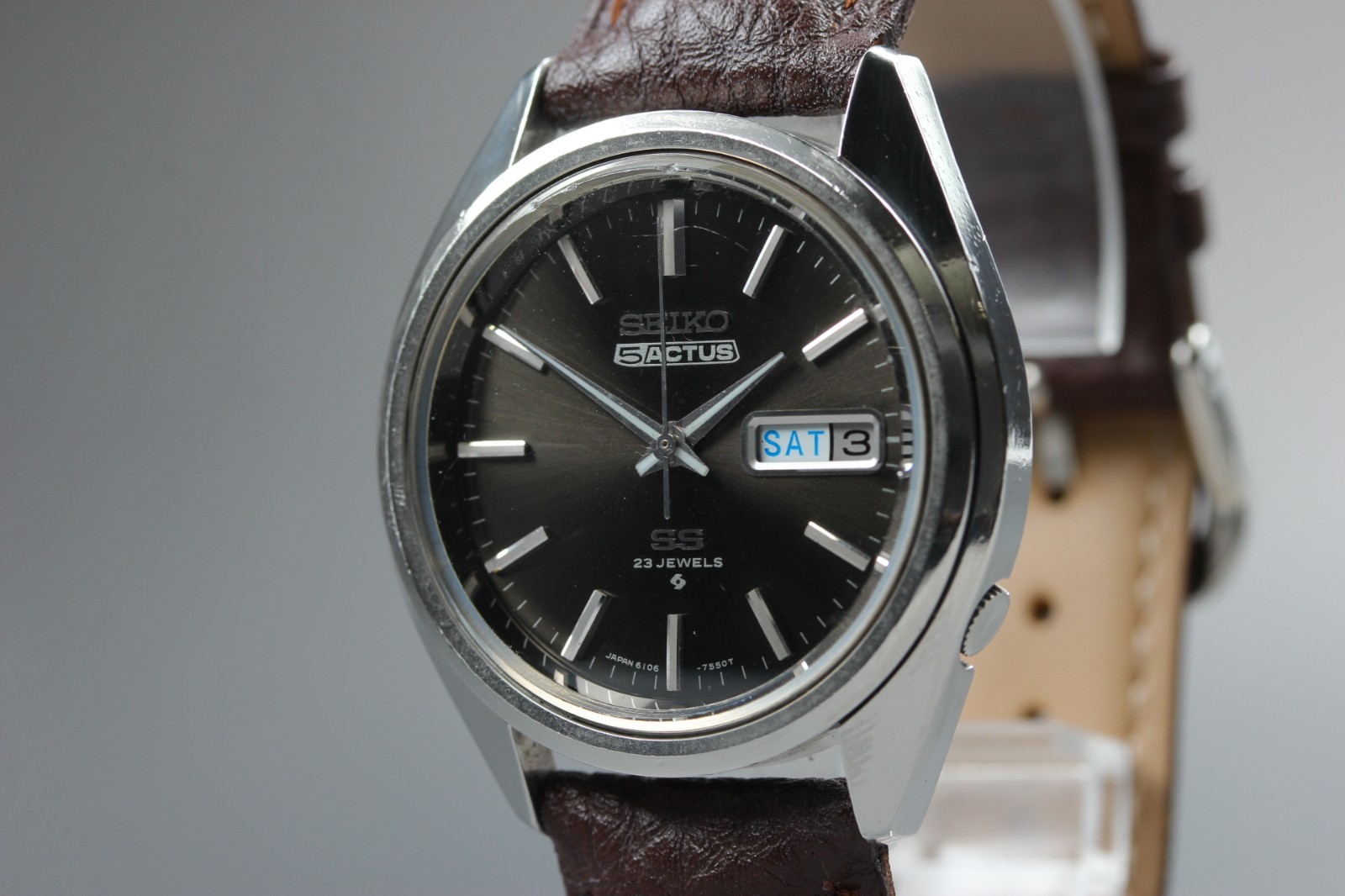 [Exc+5] SEIKO 5 Actus SS 6106-7480 Black Day/Date Kanji Automatic Men's Watch