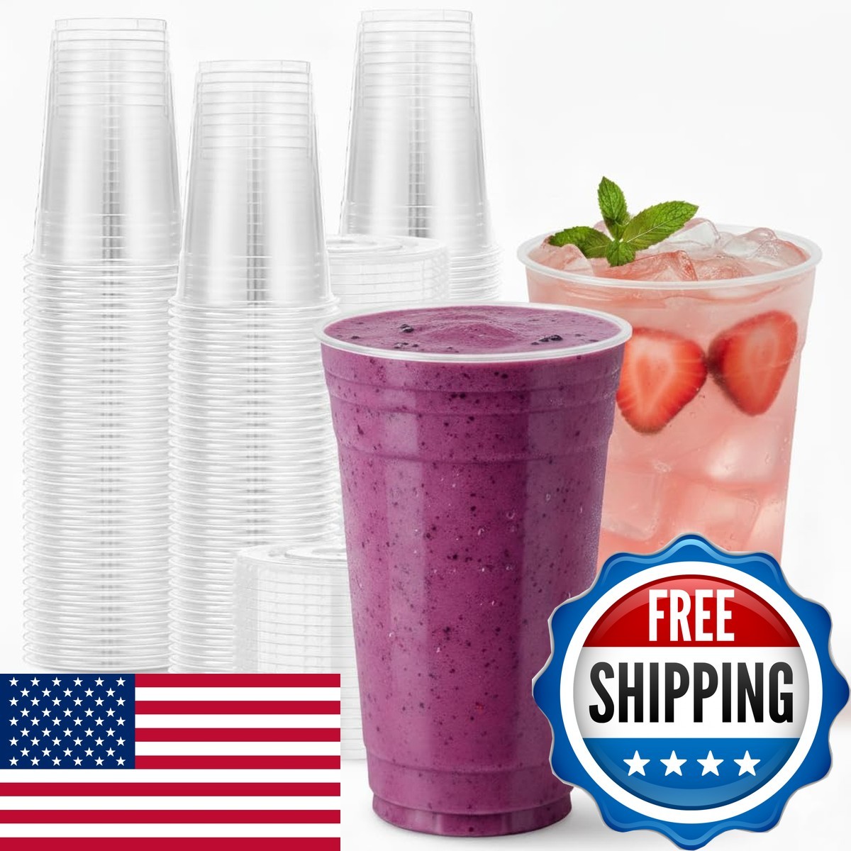 DHG PROFESSIONAL 24oz Crystal Clear PET Plastic Cups, Disposable Cold Cups DHG PROFESSIONAL 24oz Crystal Clear PET Plastic Cups, Disposable Cold Cups