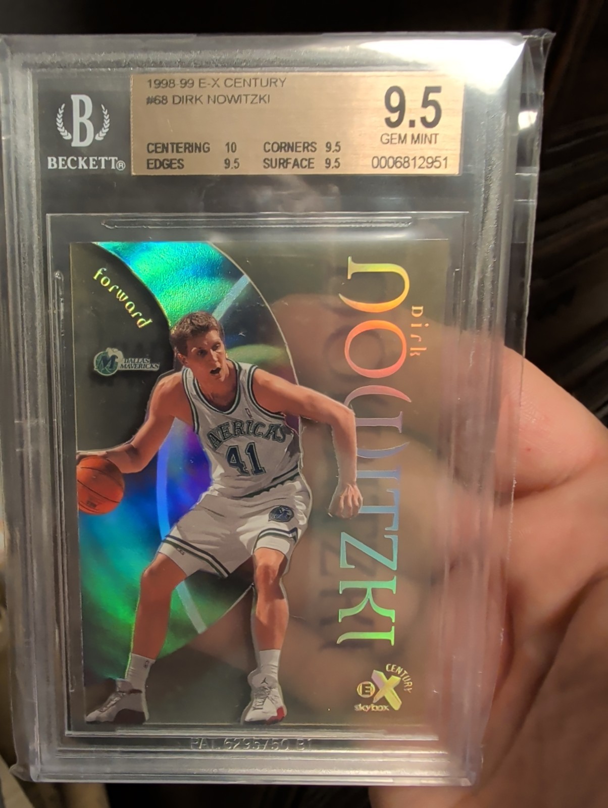 1998-99 Skybox E-X Century - Dirk Nowitzki #68 (RC) BGS 9.5 W/10 Sub-Grade 1998-99 Skybox E-X Century - Dirk Nowitzki #68 (RC) BGS 9.5 W/10 Sub-Grade