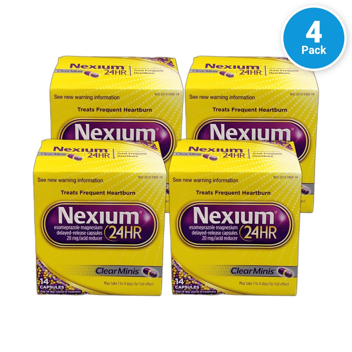 Nexium 24hr Clear Minis Acid Reducer 14 Relief 56 Total Exp 01/28 Pack of 4 New Nexium 24hr Clear Minis Acid Reducer 14 Relief 56 Total Exp 01/28 Pack of 4 New