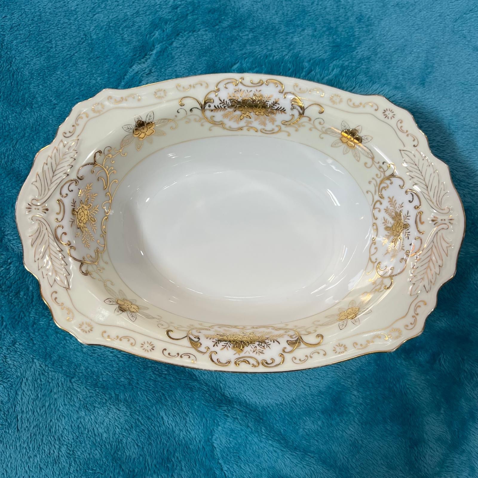 ADLINE CORONET CHINA Handpainted Oval Bowl Japan 12K GOLD TRIM 10.75\ ADLINE CORONET CHINA Handpainted Oval Bowl Japan 12K GOLD TRIM 10.75\