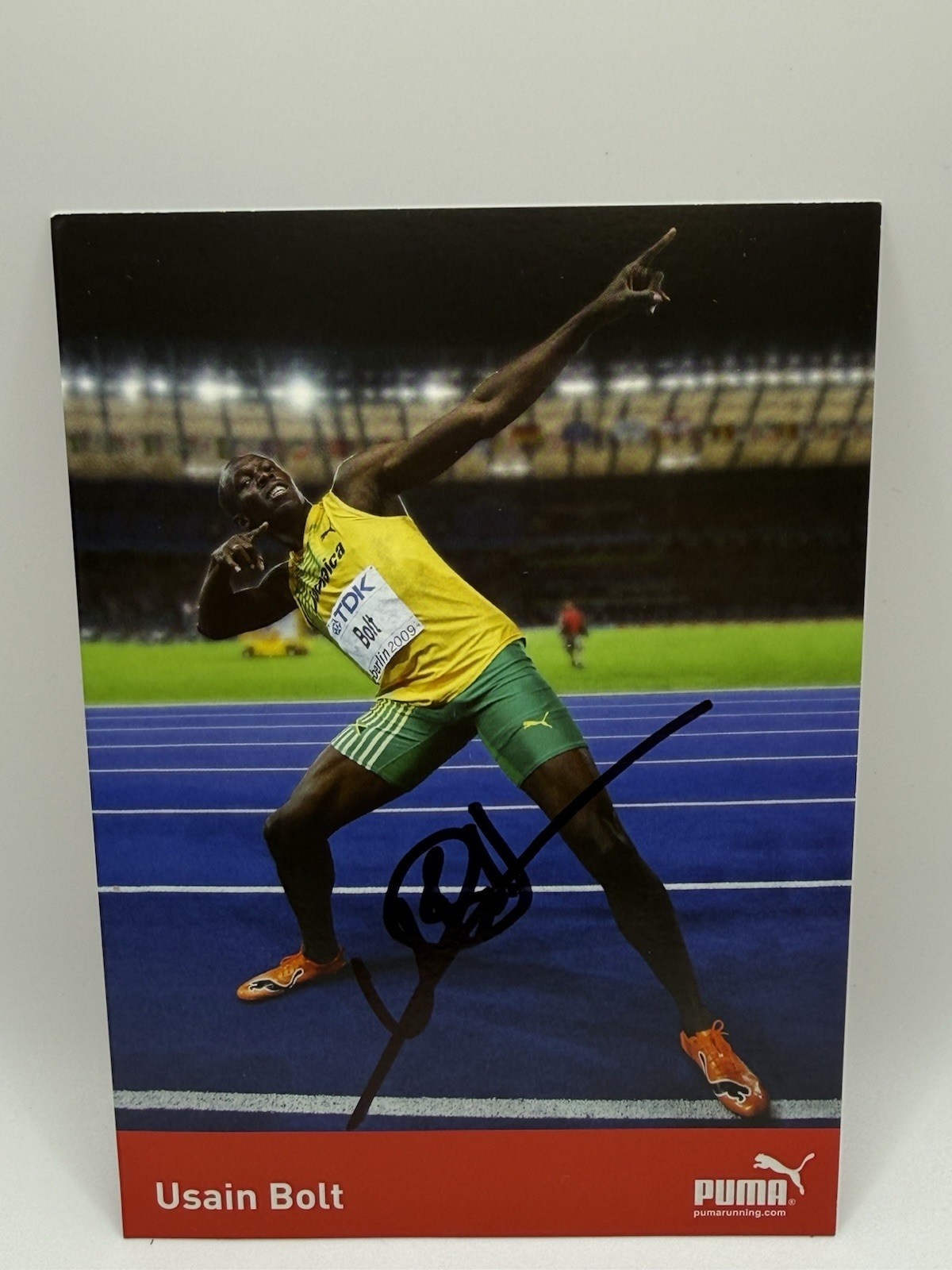 Usain Bolt Signed Promo Card Auto Puma Usain Bolt Signed Promo Card Auto Puma