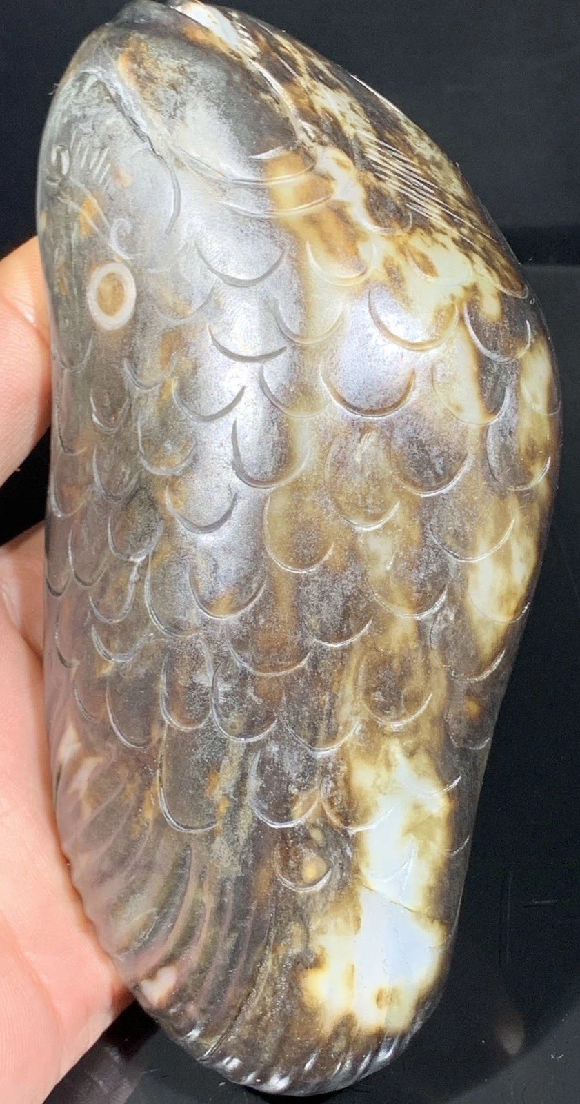 Large Impressive Chinese Hetian Jade - Fish Carving