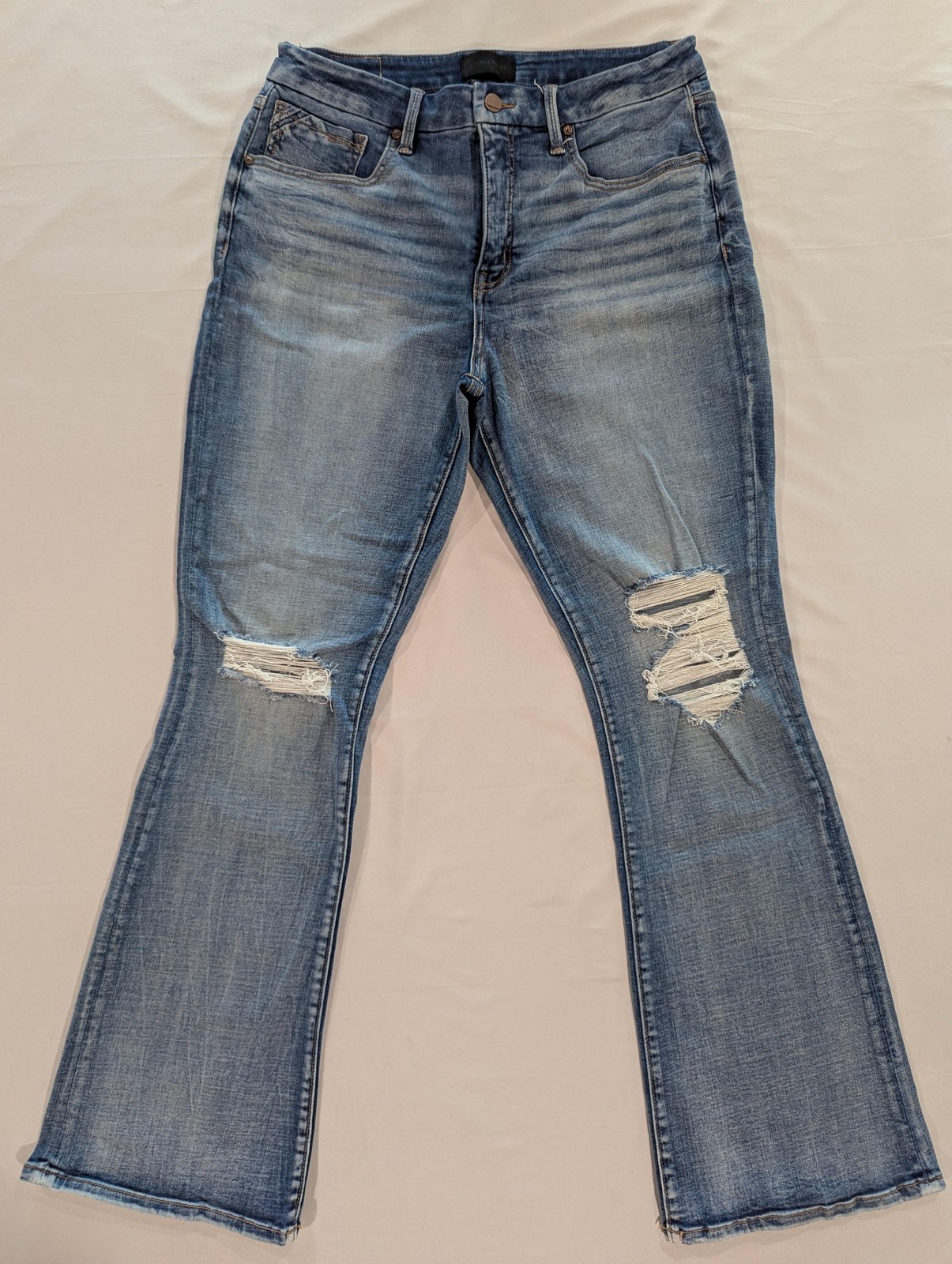Buckle Black Jeans Mens 32x32 Blue Med Wash Bootcut Distressed Stretch Denim