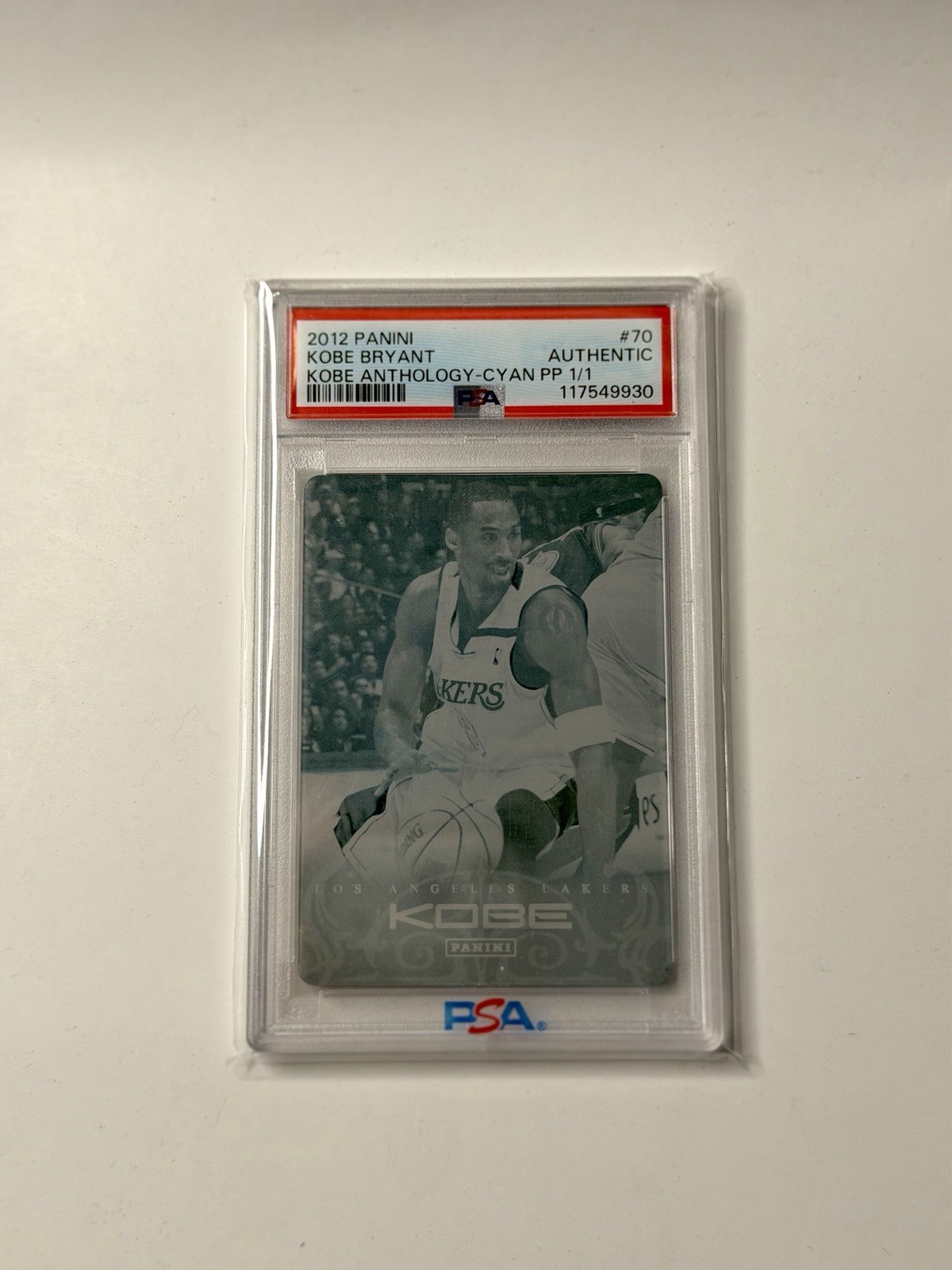 Panini 2012-13 Kobe Anthology Kobe Bryant #70 Cyan Printing Plate 1/1 Panini 2012-13 Kobe Anthology Kobe Bryant #70 Cyan Printing Plate 1/1