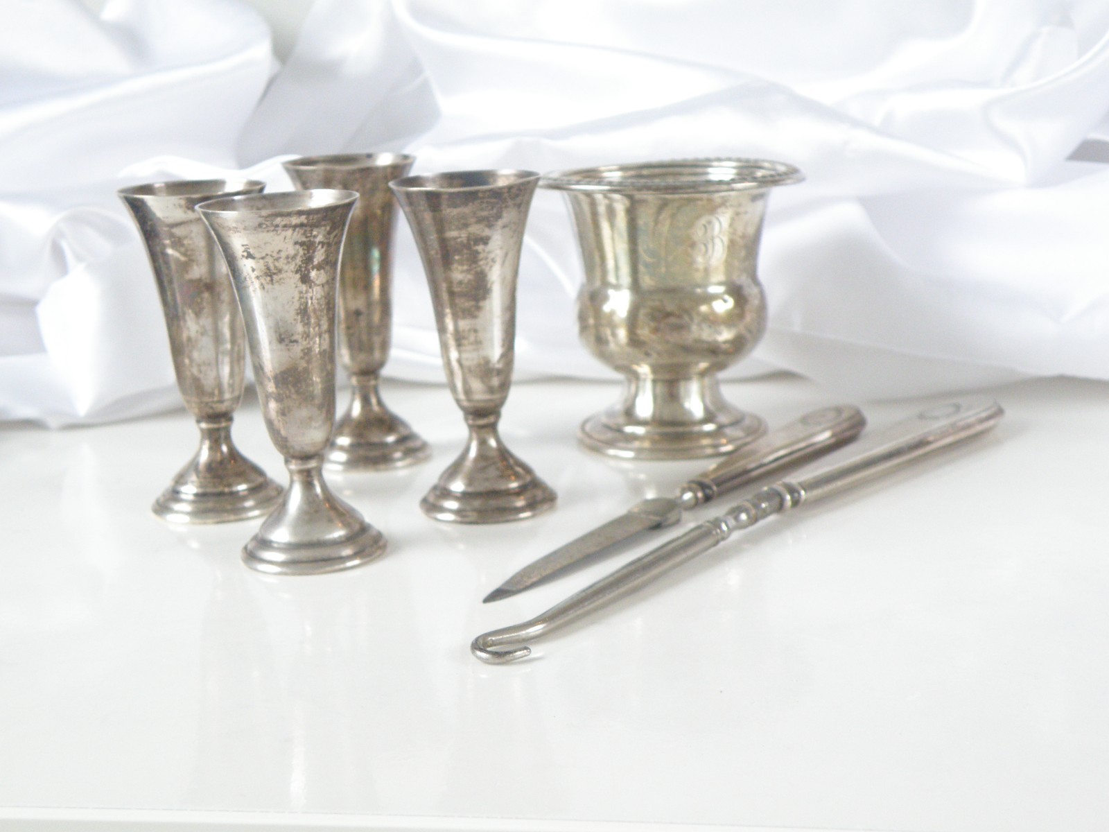 Lot Antique Sterling Silver 925 Cordials Master Salt Items 107 Grams Scrap