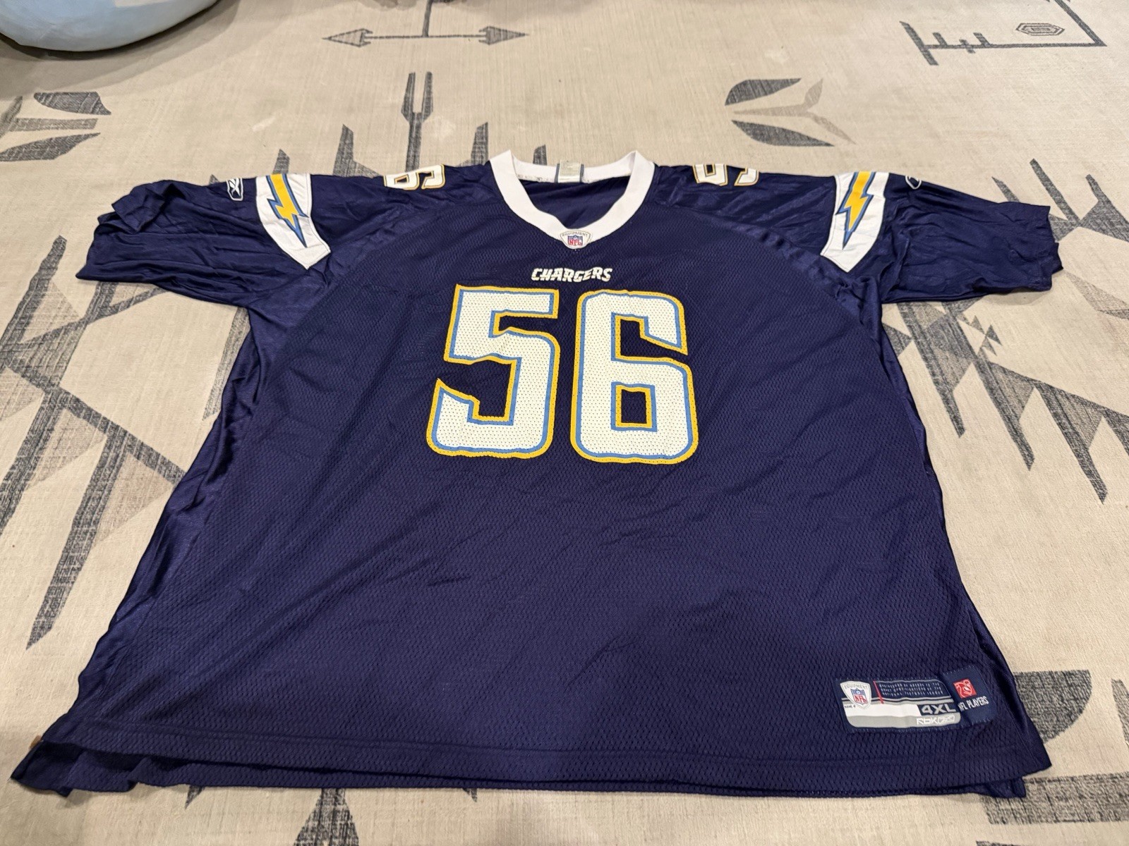 Reebok Men\'s Stitched San Diego Chargers Jersey #56 Shawn Merriman, Size 4XL Reebok Men\'s Stitched San Diego Chargers Jersey #56 Shawn Merriman, Size 4XL