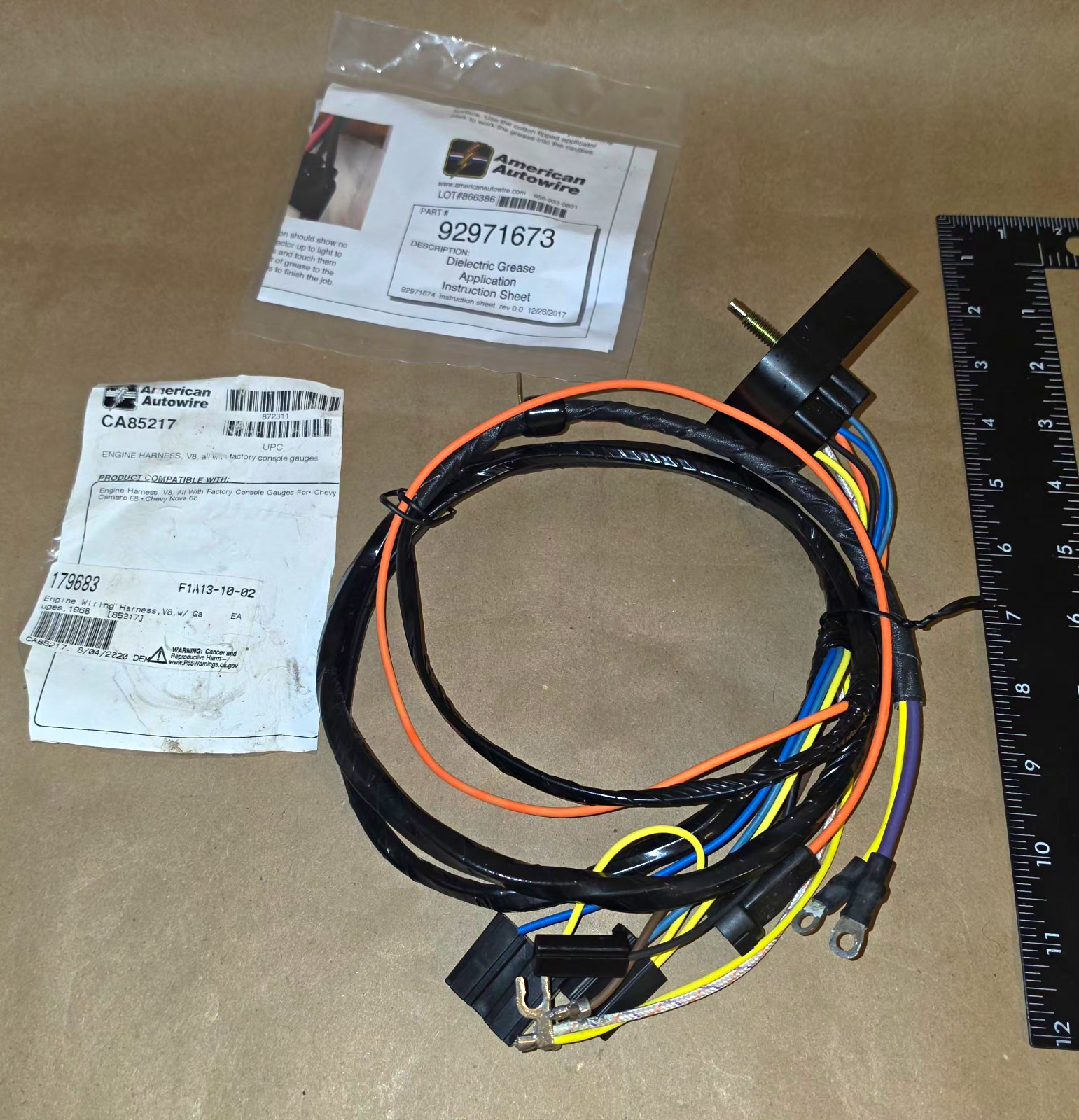 1968 Chevy Camaro Nova V8 Engine Wiring Harness Console Gauges American Autowire