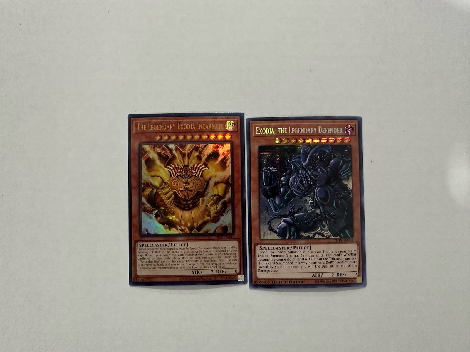 Yugioh Exodia, the Legendary Defender + The Legendary Exodia Incarnate Set