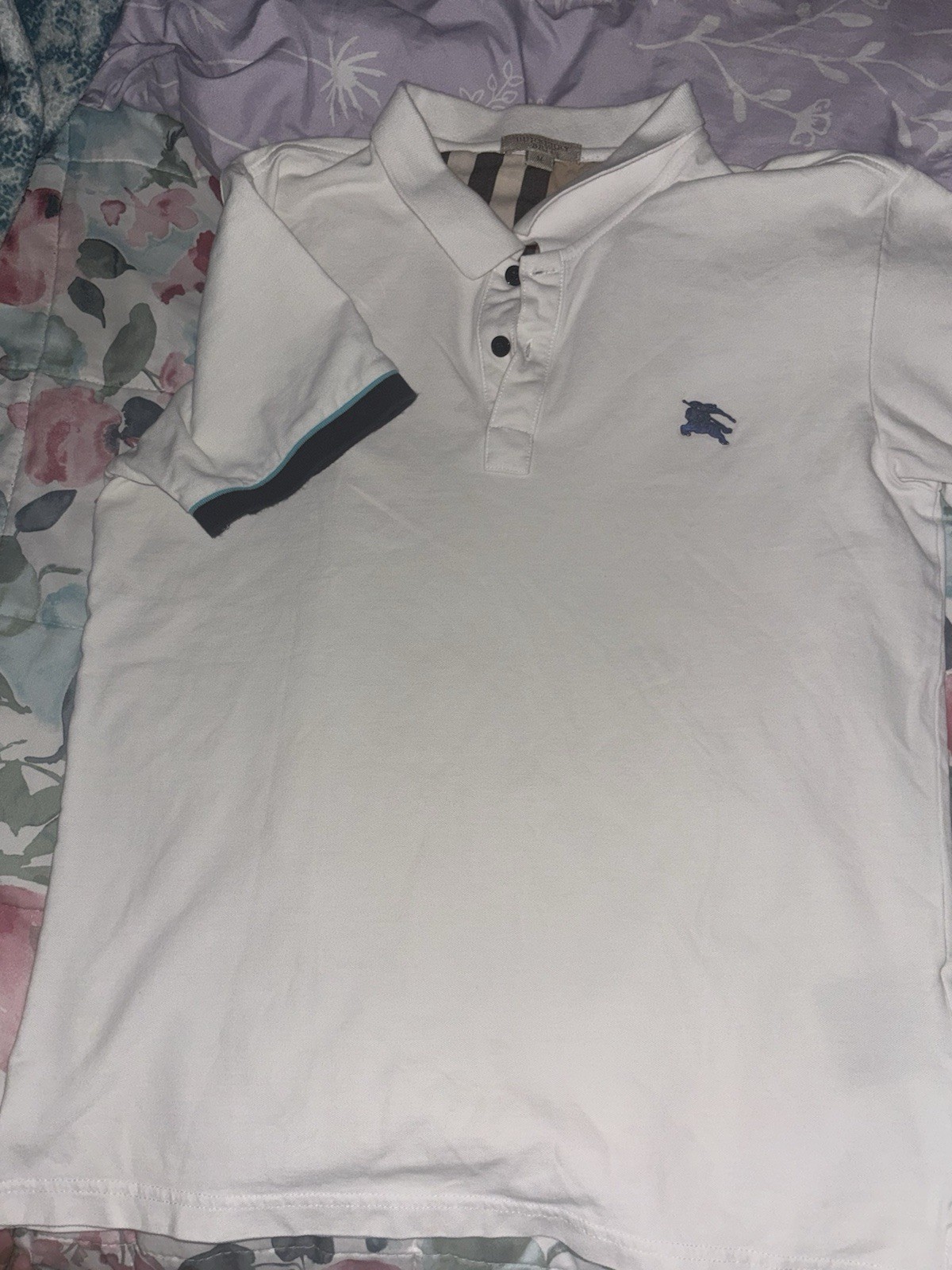 Burberry Brit Men’s White Polo Shirt M Short Sleeve Cotton Piqué Logo Burberry Brit Men’s White Polo Shirt M Short Sleeve Cotton Piqué Logo