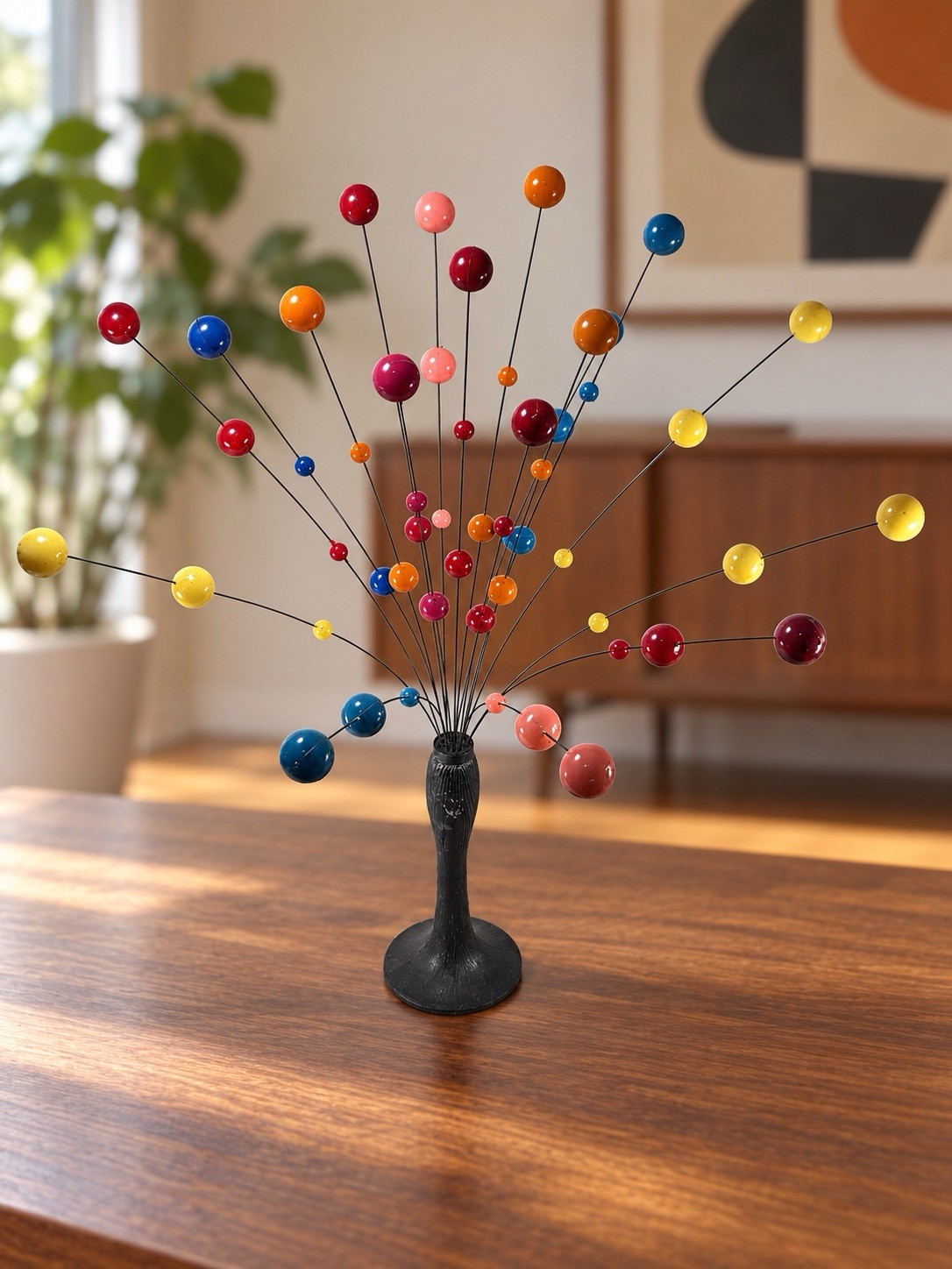 Kinetic Atomic Wire Ball Neon Sculpture Abstract Art Vintage MCM Laurids Lonborg