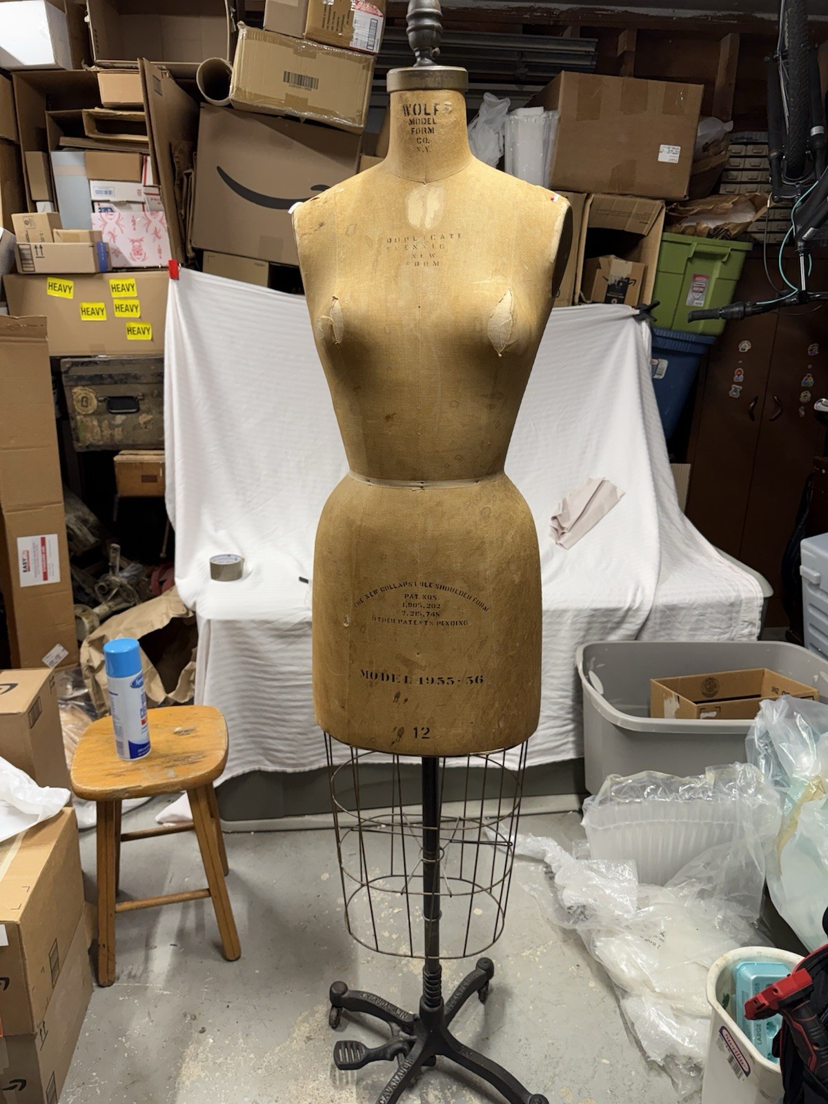 Vintage Wolf Dress Form Mannequin, Model 1955-56 Size 12