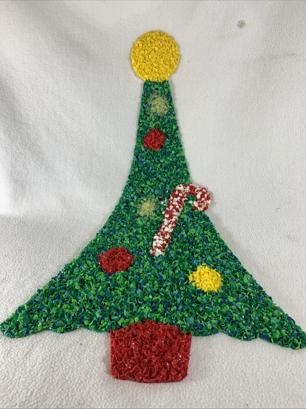 Vintage 1970’s Christmas Tree Plastic Melted Popcorn Wall Decoration Vintage 1970’s Christmas Tree Plastic Melted Popcorn Wall Decoration