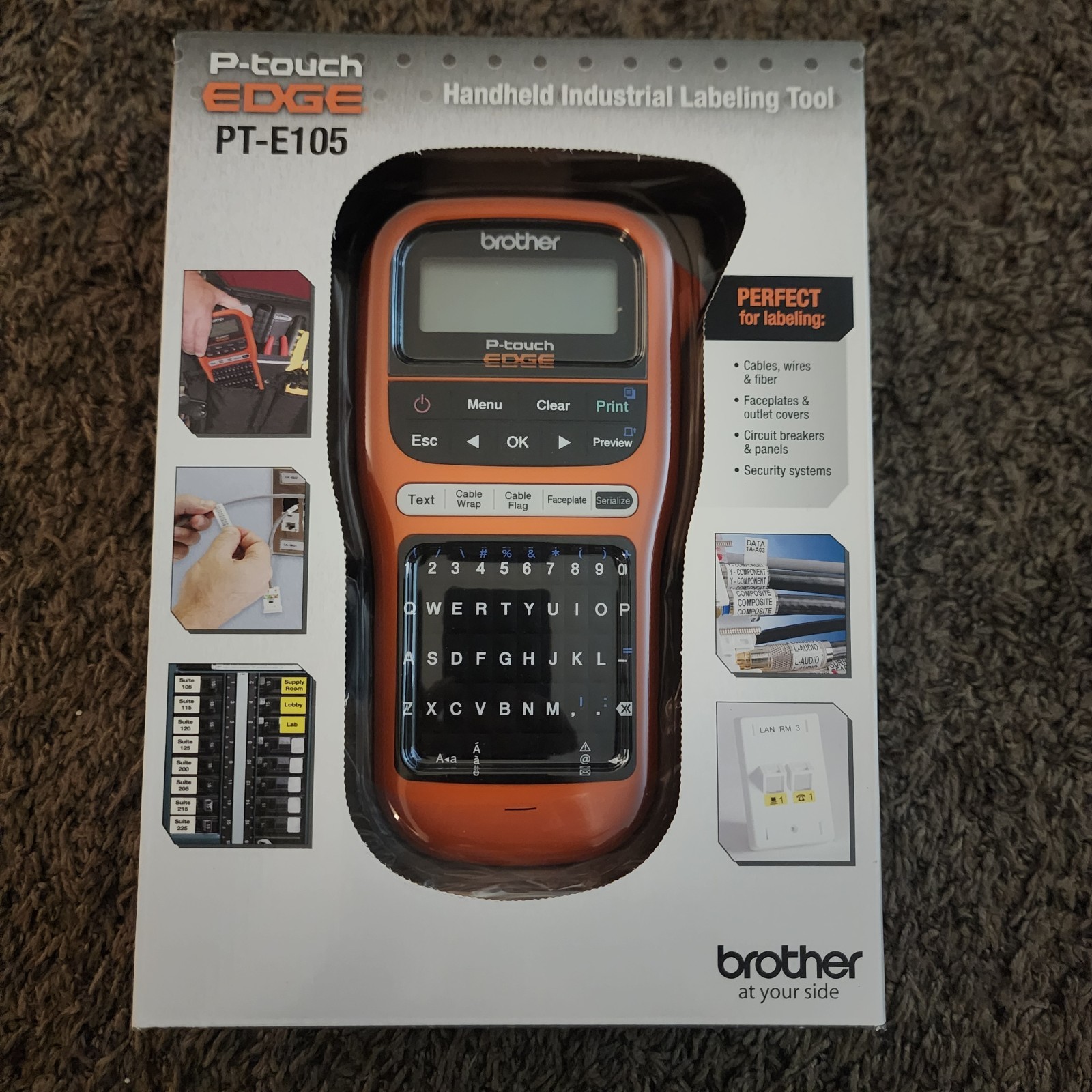 Brother P-Touch Edge PT-E105 Handheld Industrial Monochrome Label Maker - New