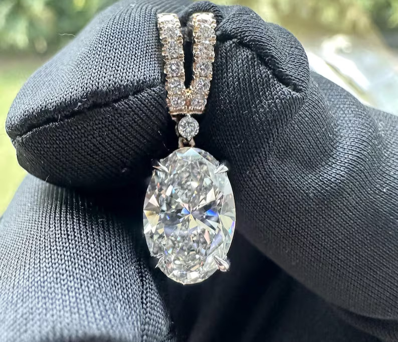3.15 Ct Oval-Cut EF/VS1 Lab Grown Diamond Solitaire Pendant White Gold 14K 3.15 Ct Oval-Cut EF/VS1 Lab Grown Diamond Solitaire Pendant White Gold 14K