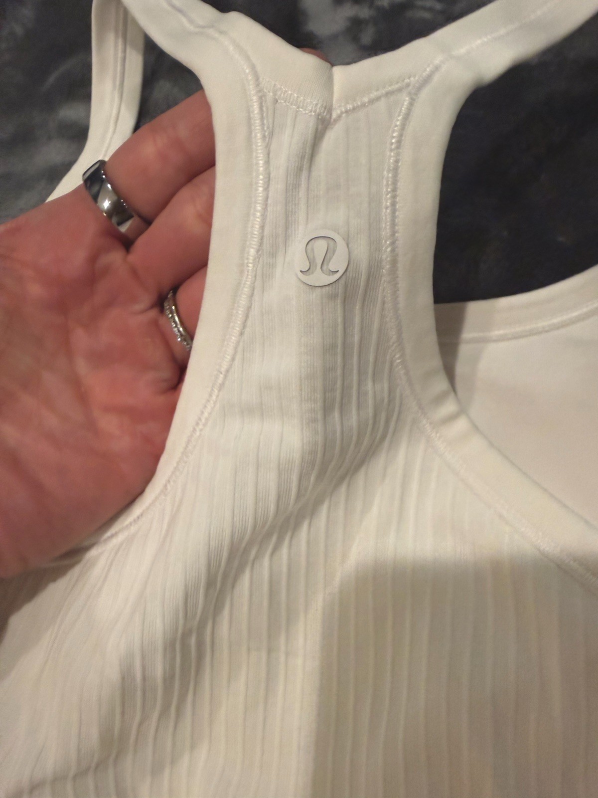 Lululemon Women\'s Tank Top Size 10 White Align-Style Racerback Ribbed Bra