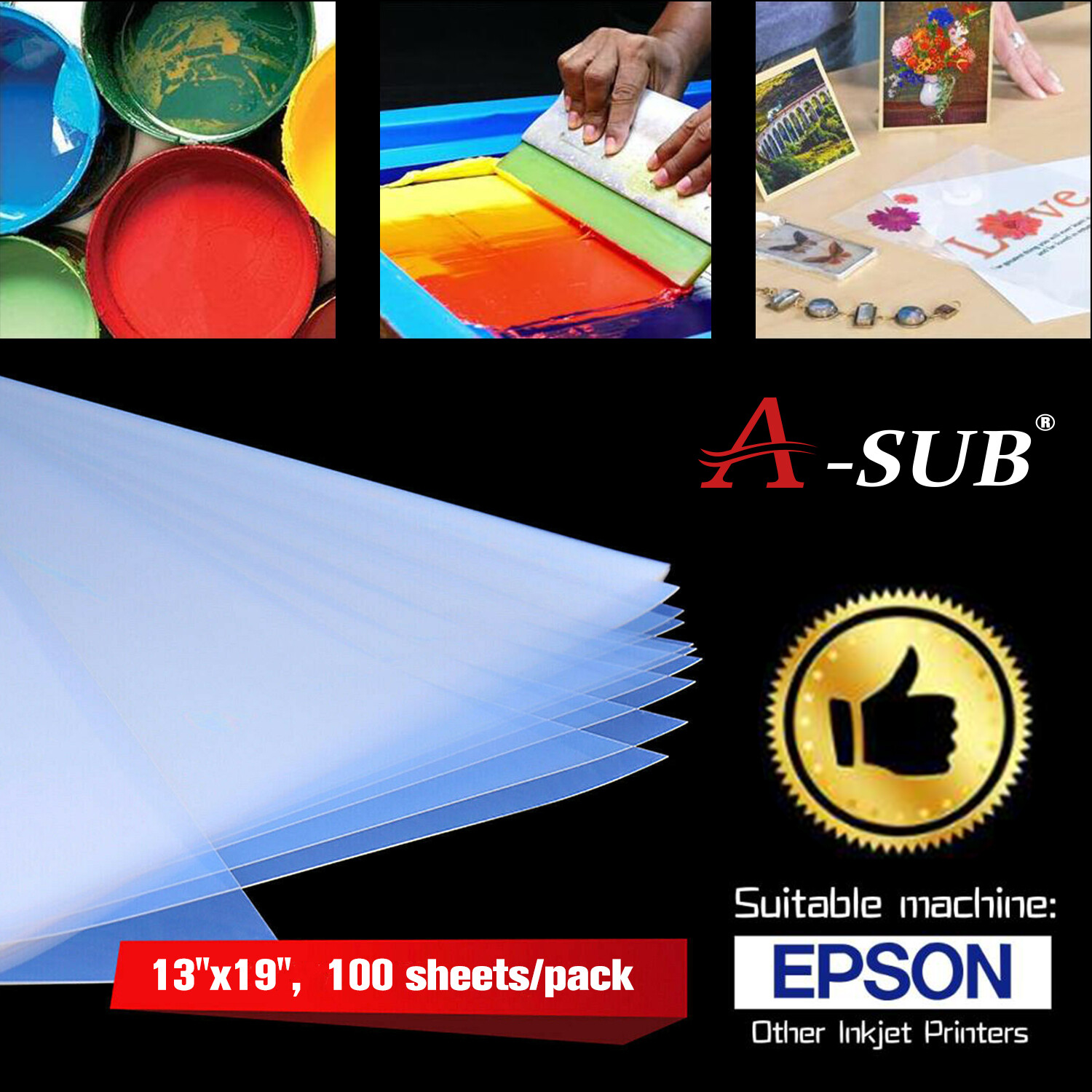 13X19 Waterproof Inkjet Film 100 Sheets Milky Transparency Screen Printing Silk 13X19 Waterproof Inkjet Film 100 Sheets Milky Transparency Screen Printing Silk