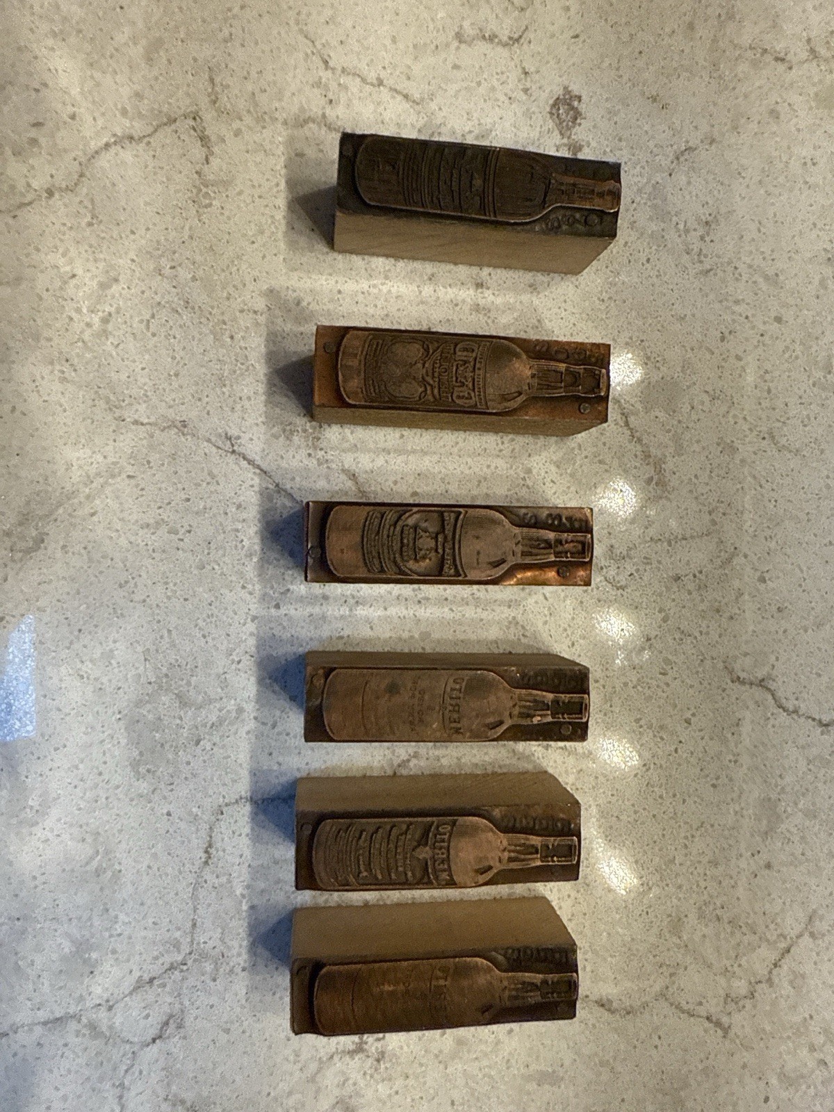 Vintage 1930-40s Copper Wine Bottle Printing Blocks Lot of 6 – MERITO & CA Wine