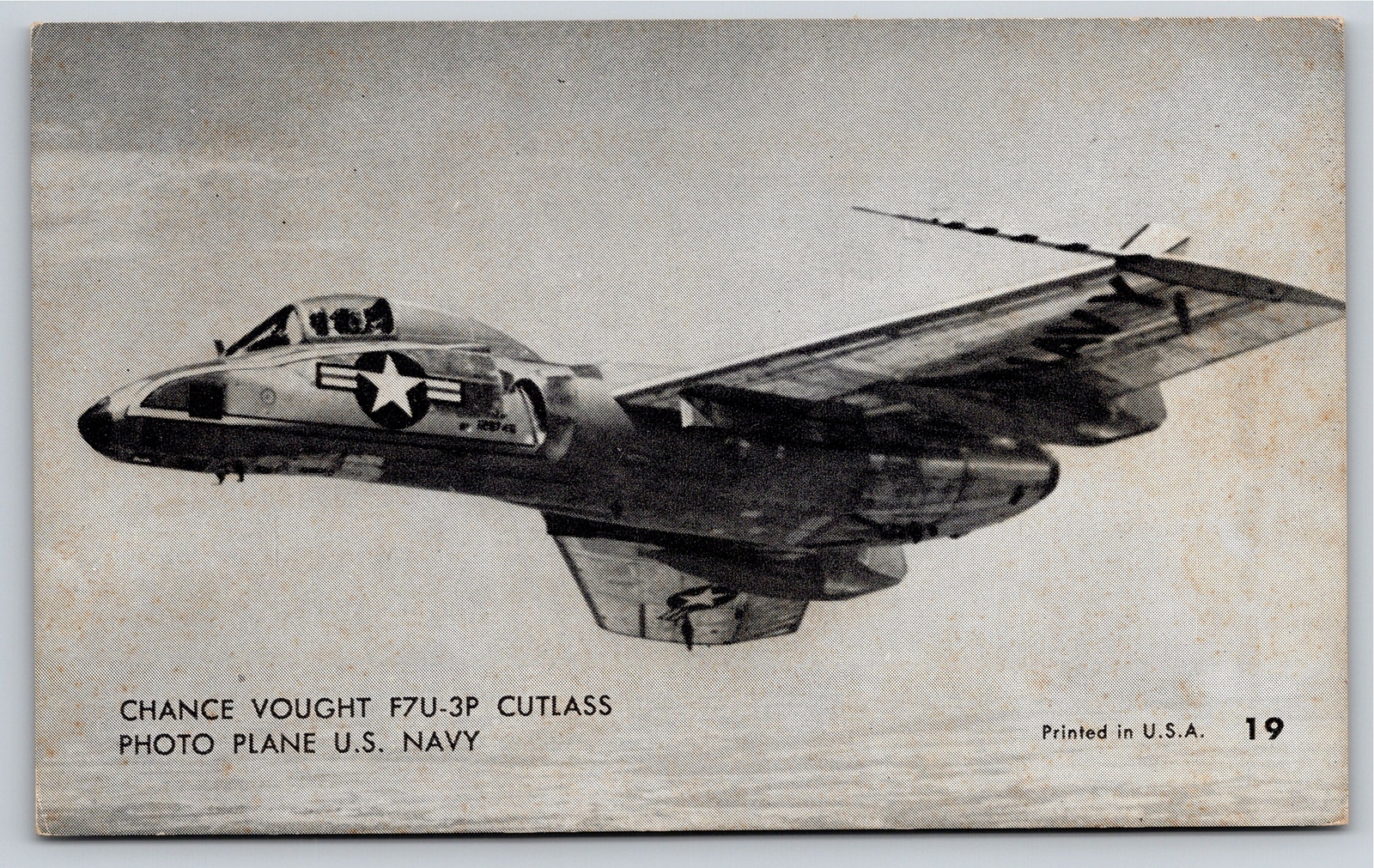 Airplanes~Chance Vought F7U-3P Cutlass Jet Fighter~B&W Photo~Vintage Postcard Airplanes~Chance Vought F7U-3P Cutlass Jet Fighter~B&W Photo~Vintage Postcard