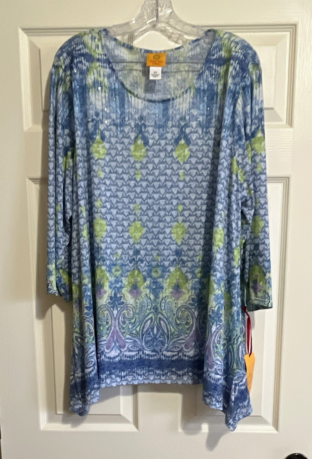 Ruby Rd. Women\'s Plus 2X Blue Green Purple Geometric Scoop Neck 3/4 Tunic Ruby Rd. Women\'s Plus 2X Blue Green Purple Geometric Scoop Neck 3/4 Tunic