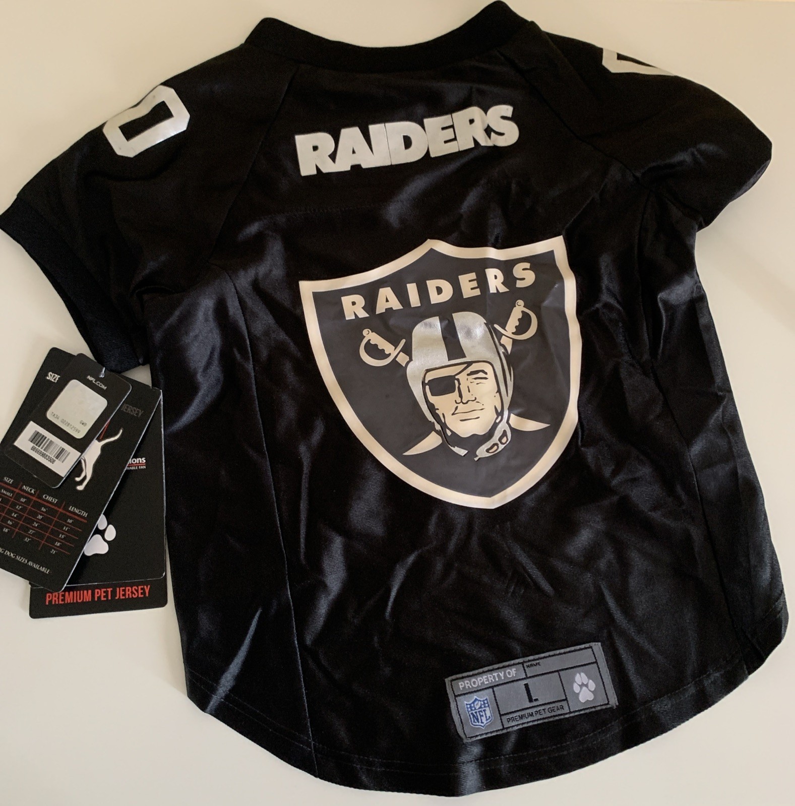 NWT Las Vegas Raiders Jersey Dog Sz L NFL Licensed Little Earth Oakland Raiders NWT Las Vegas Raiders Jersey Dog Sz L NFL Licensed Little Earth Oakland Raiders