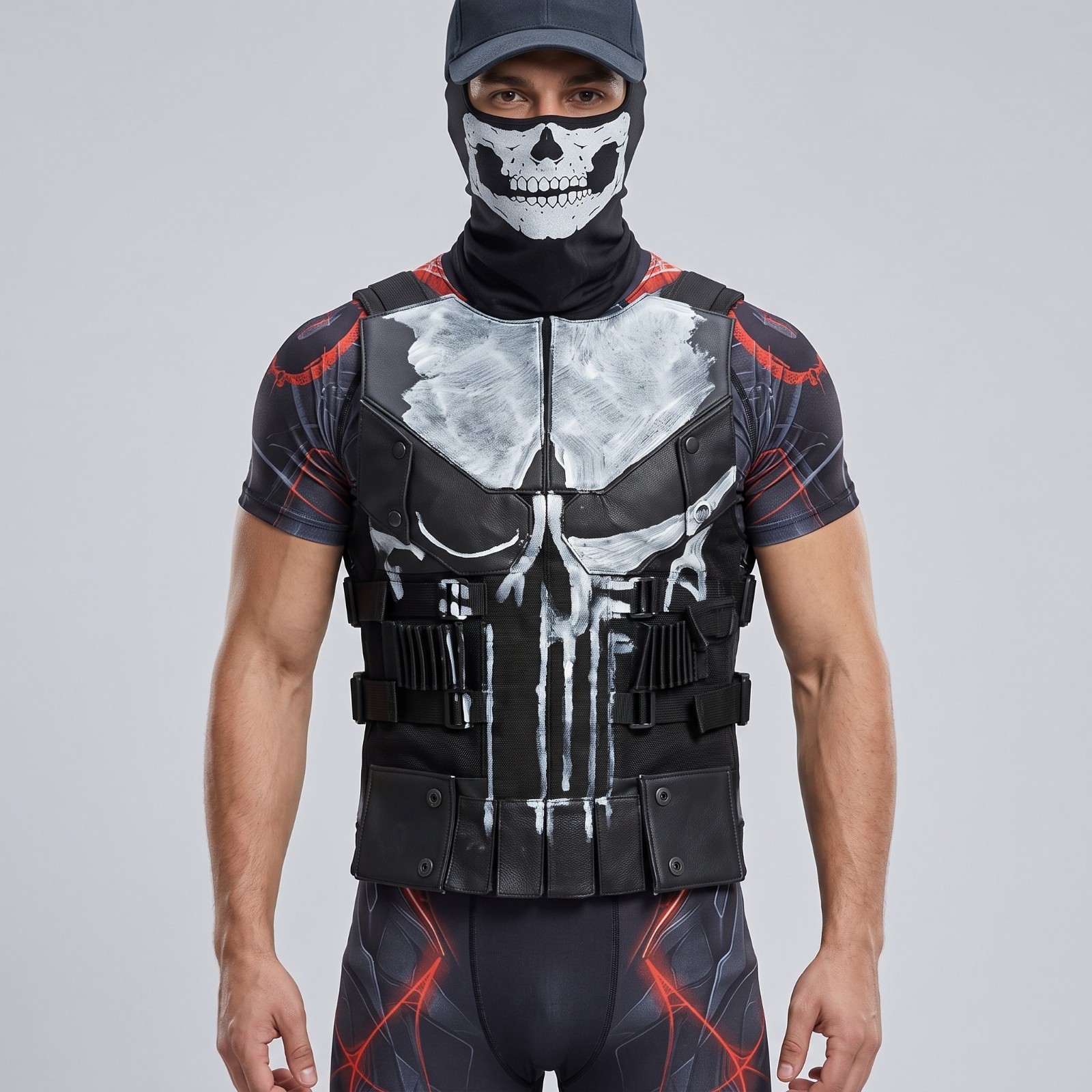 Punisher Inspired Skull Tactical Vest: Armor Cosplay Costume Leather Haloween