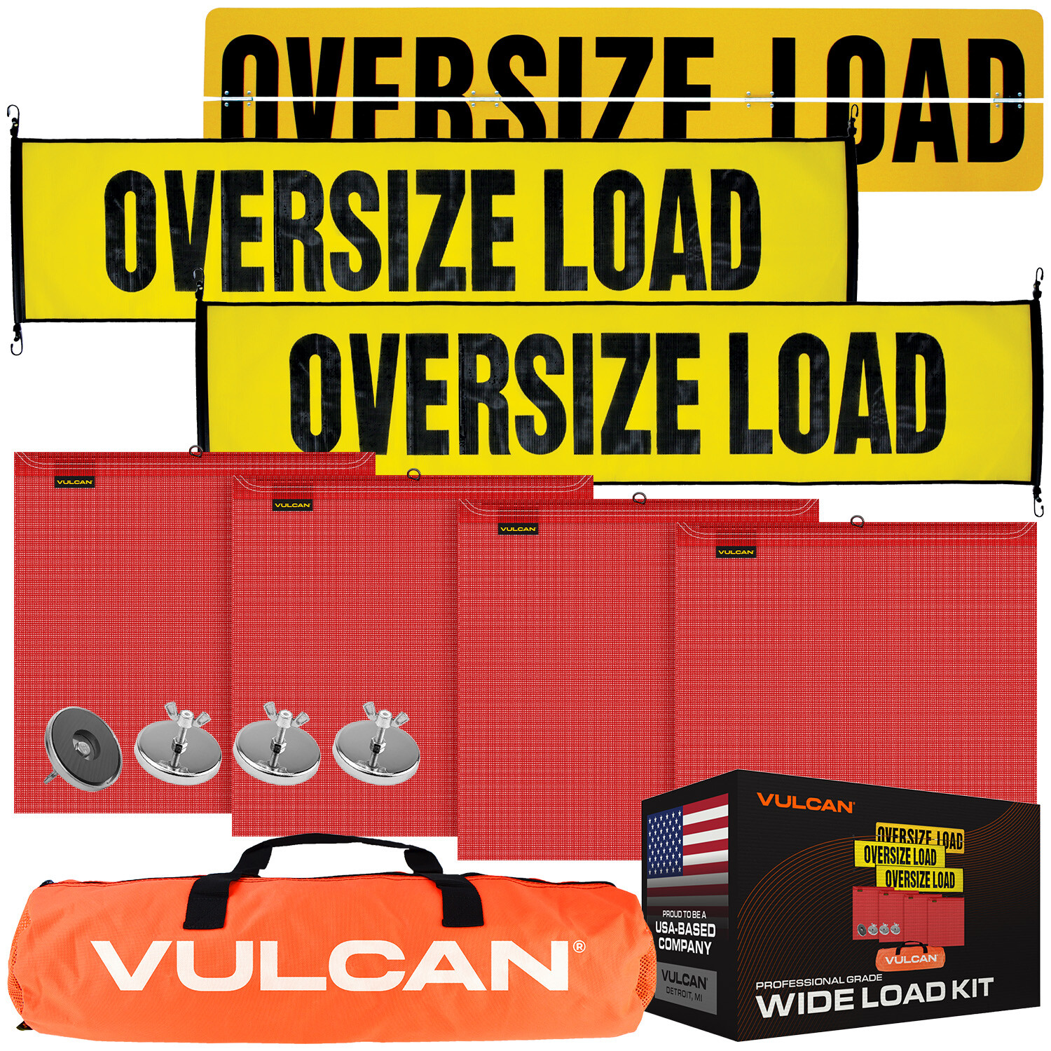 VULCAN Ultimate Oversize Load Flags, Oversize Load Signs, & Magnets Kit