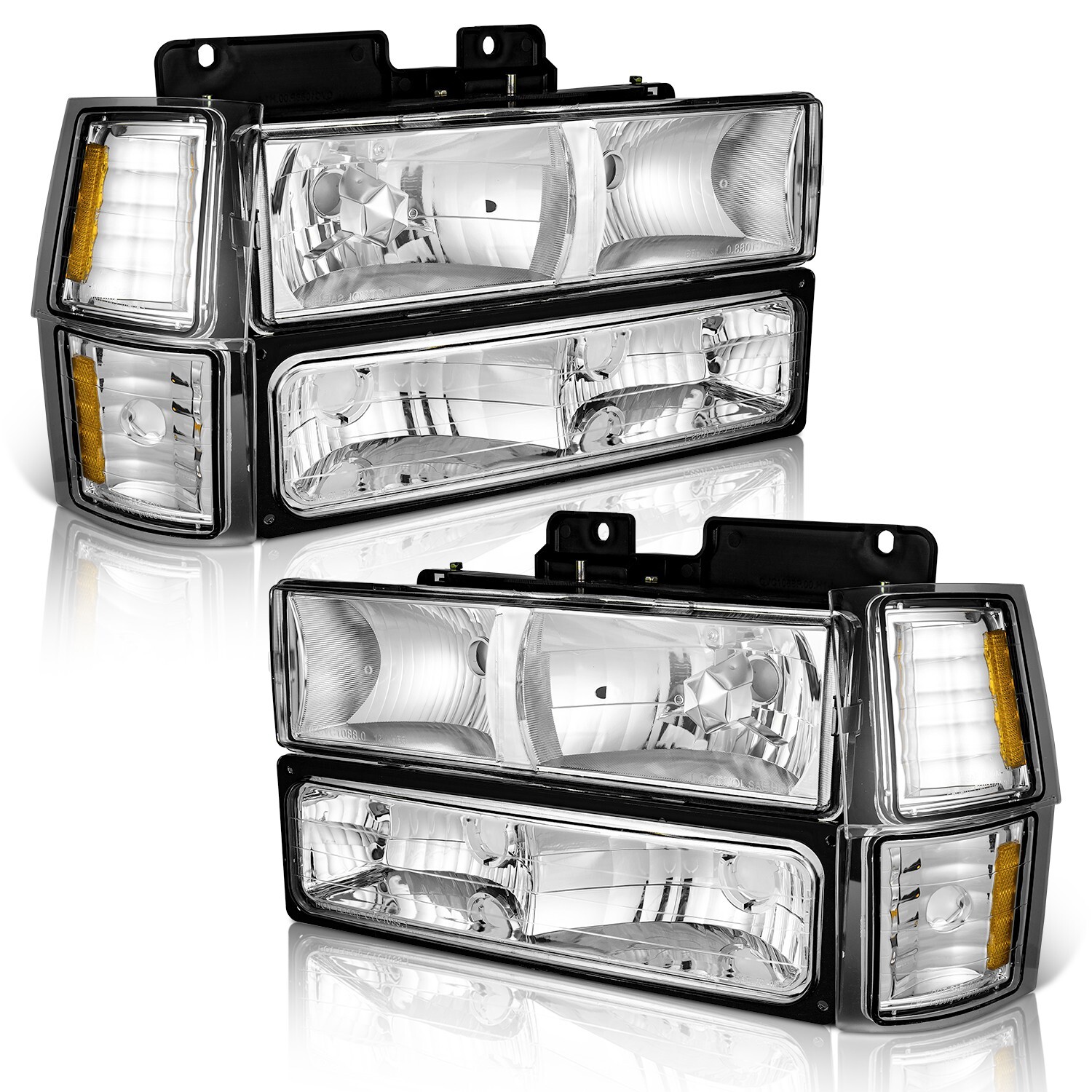 WEELMOTO For 1994-1998 Chevy Silverado C/K 1500 2500 Headlights w/Bumper Lamps