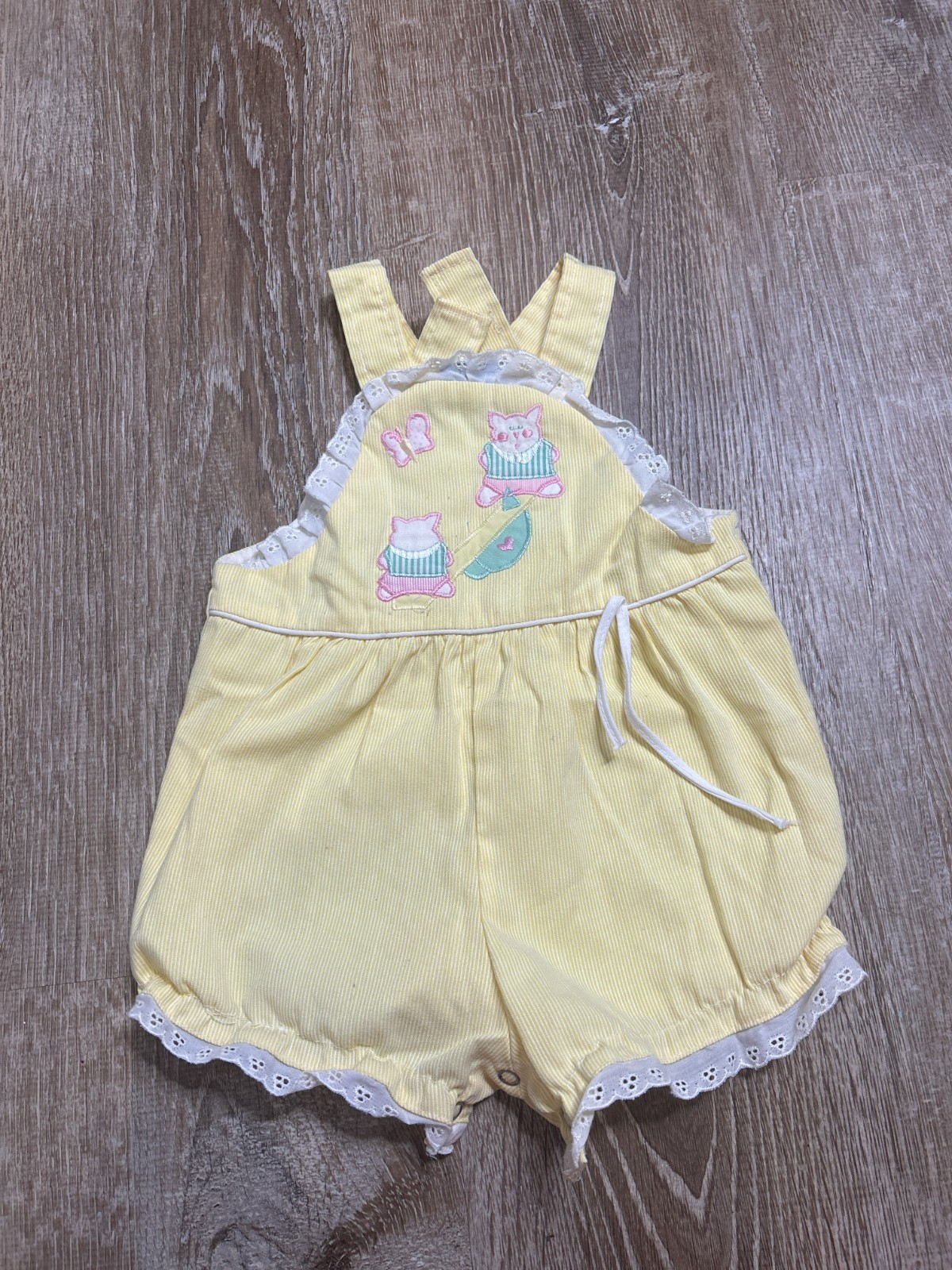 Good Lad Romper Baby Girls 12 mos Yellow lace Embroidered Vintage Good Lad Romper Baby Girls 12 mos Yellow lace Embroidered Vintage