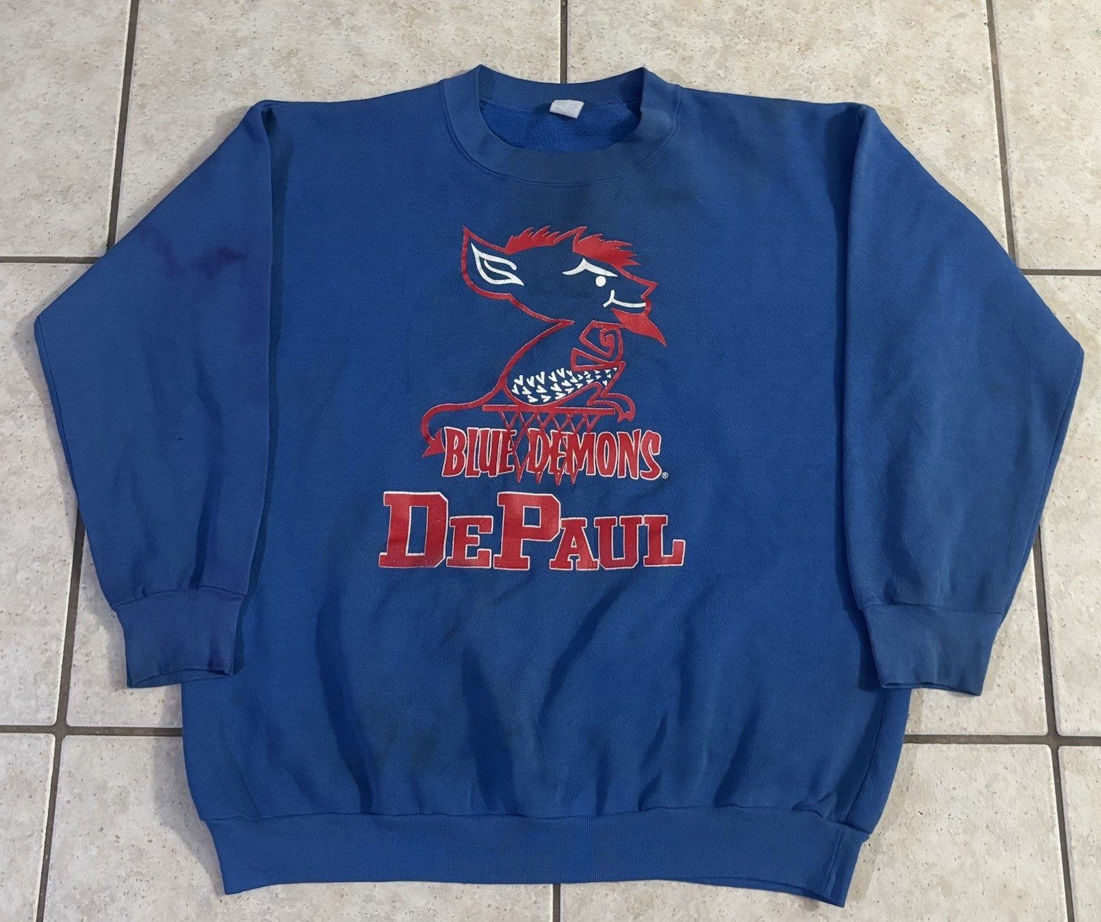 Vintage DePaul University Blue Demons Sweatshirt Men’s Size L 90s