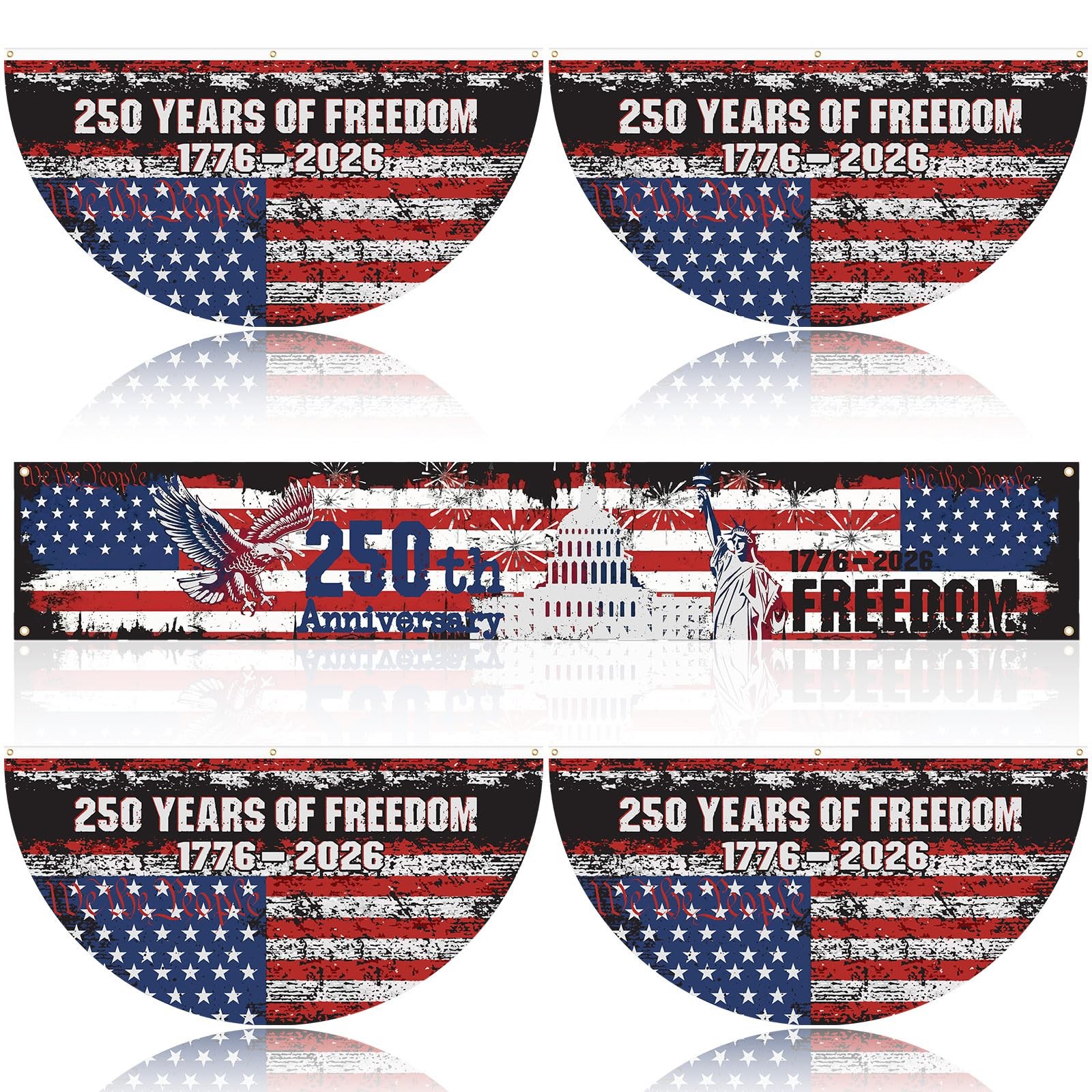 Chumia 5 Pcs 250th Anniversary Decoration Set Include 4 Patriotic Fan Banners... Chumia 5 Pcs 250th Anniversary Decoration Set Include 4 Patriotic Fan Banners...