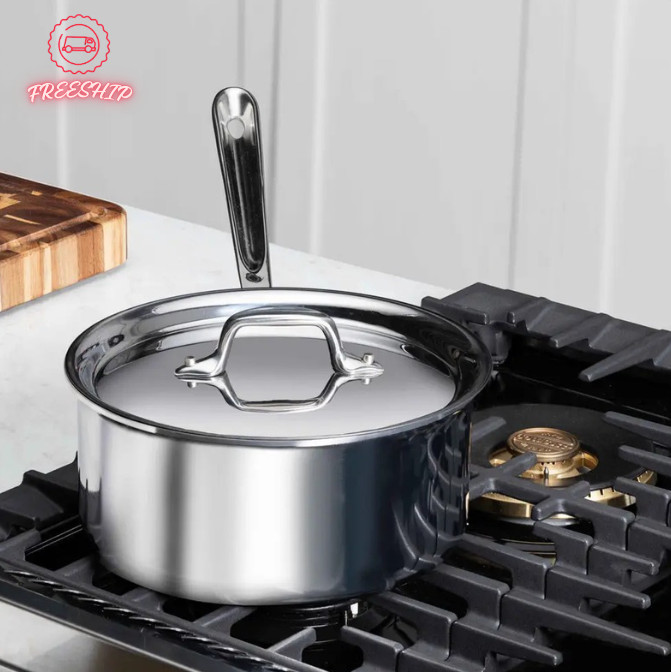 All-Clad D3 Stainless Steel 3-Quart Sauce Pan with Lid 3-Ply Cookware All-Clad D3 Stainless Steel 3-Quart Sauce Pan with Lid 3-Ply Cookware