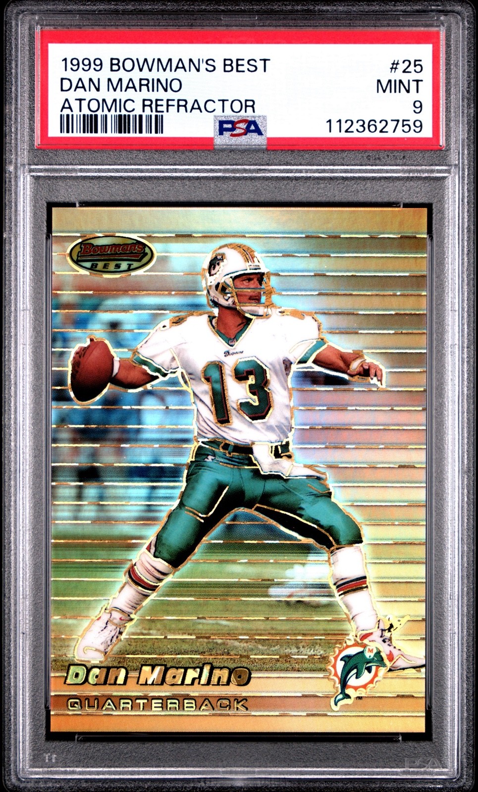 1999 Bowman's Best - Dan Marino #25 Atomic Refractor /100 HOF PSA 9 1999 Bowman's Best - Dan Marino #25 Atomic Refractor /100 HOF PSA 9