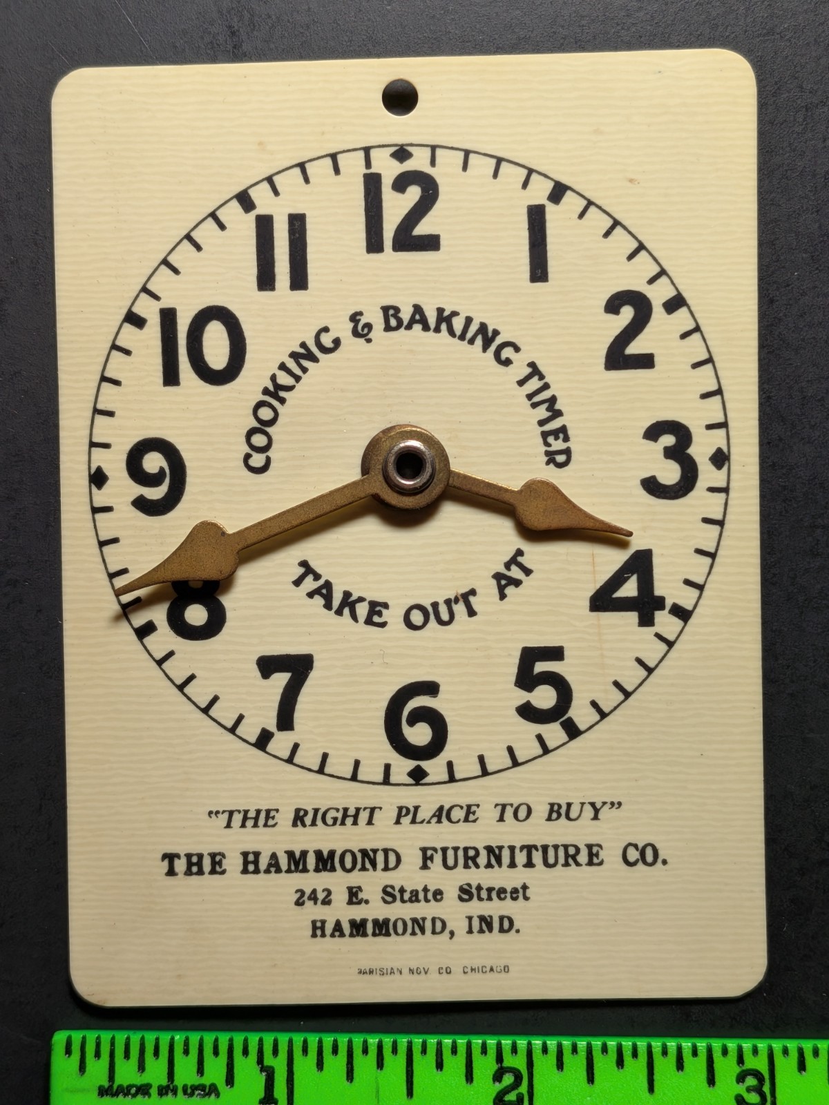 Vintage Hammond Furniture Indiana Cooking Baking Celluloid Timer