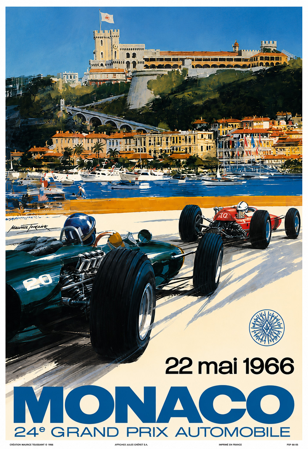 1966 Monaco Grand Prix Poster 13x19 | Vintage Formula 1 Racing Wall Art | Repro