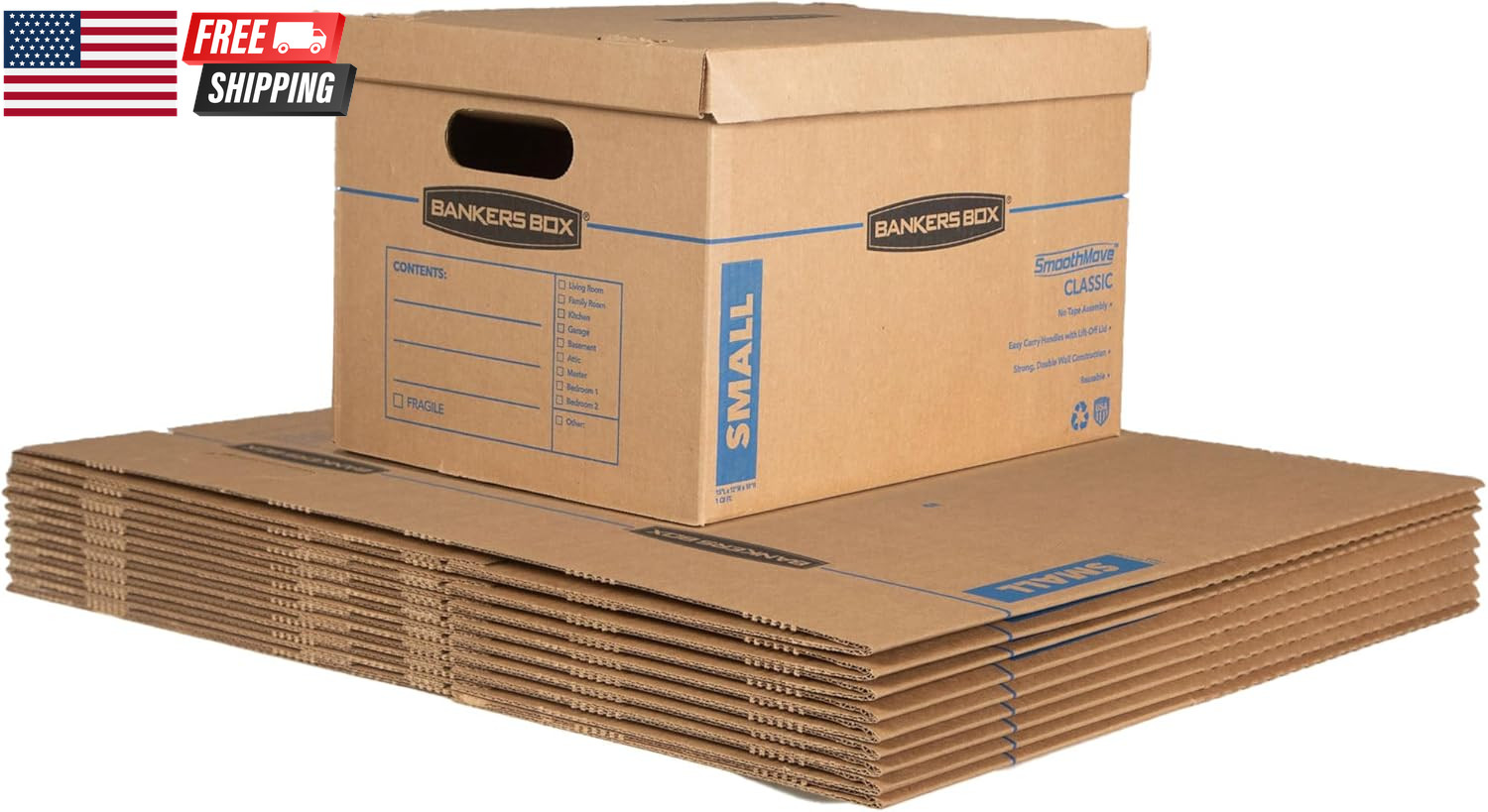 10-Pack Small Classic Moving Boxes with Reinforced Handles | Pack Books, Files, 10-Pack Small Classic Moving Boxes with Reinforced Handles | Pack Books, Files,