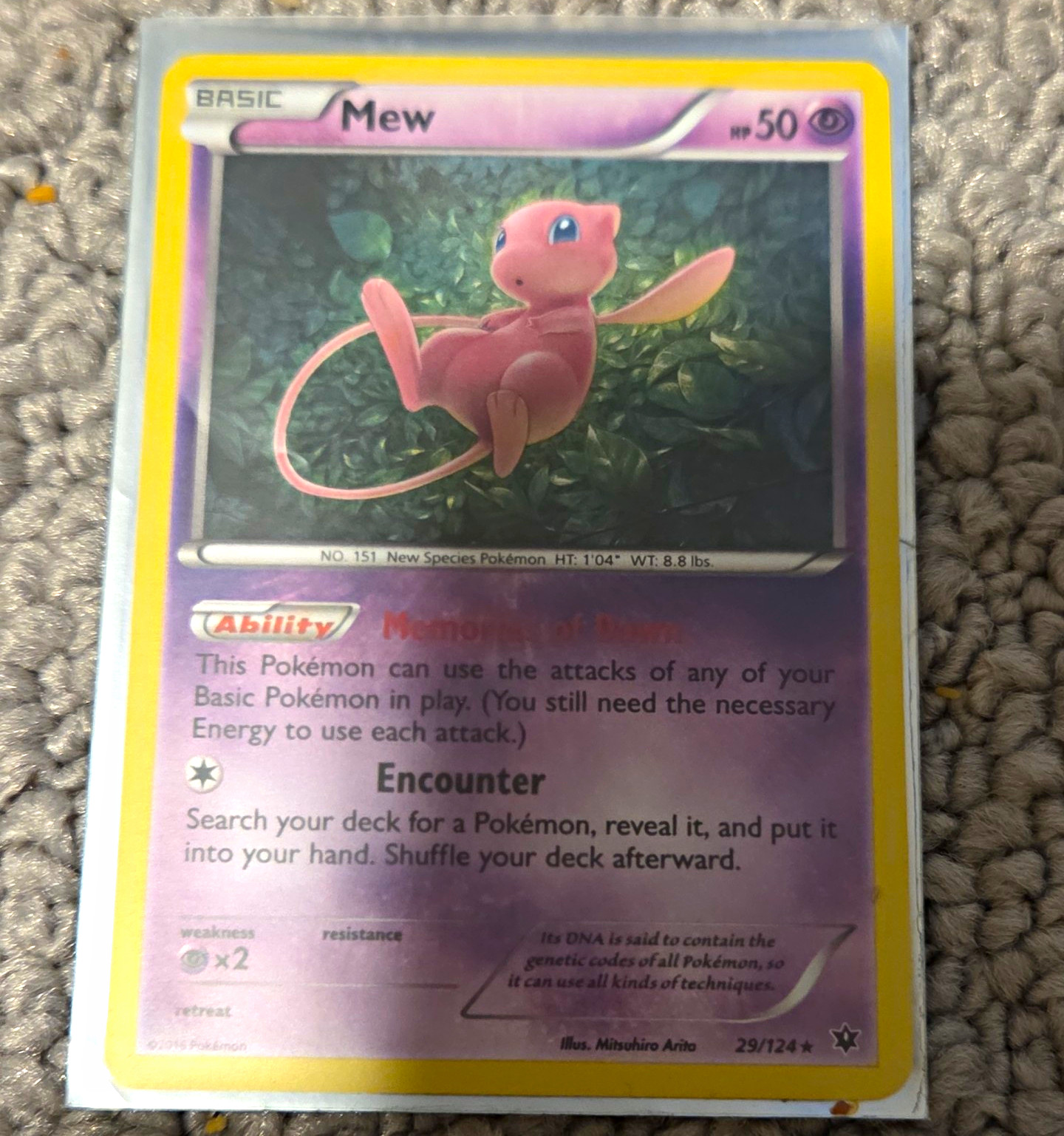 The Pokémon Mew 29/124 Holo Phantom Forces 2015 Pokemon TCG (Comes With Sleve) The Pokémon Mew 29/124 Holo Phantom Forces 2015 Pokemon TCG (Comes With Sleve)