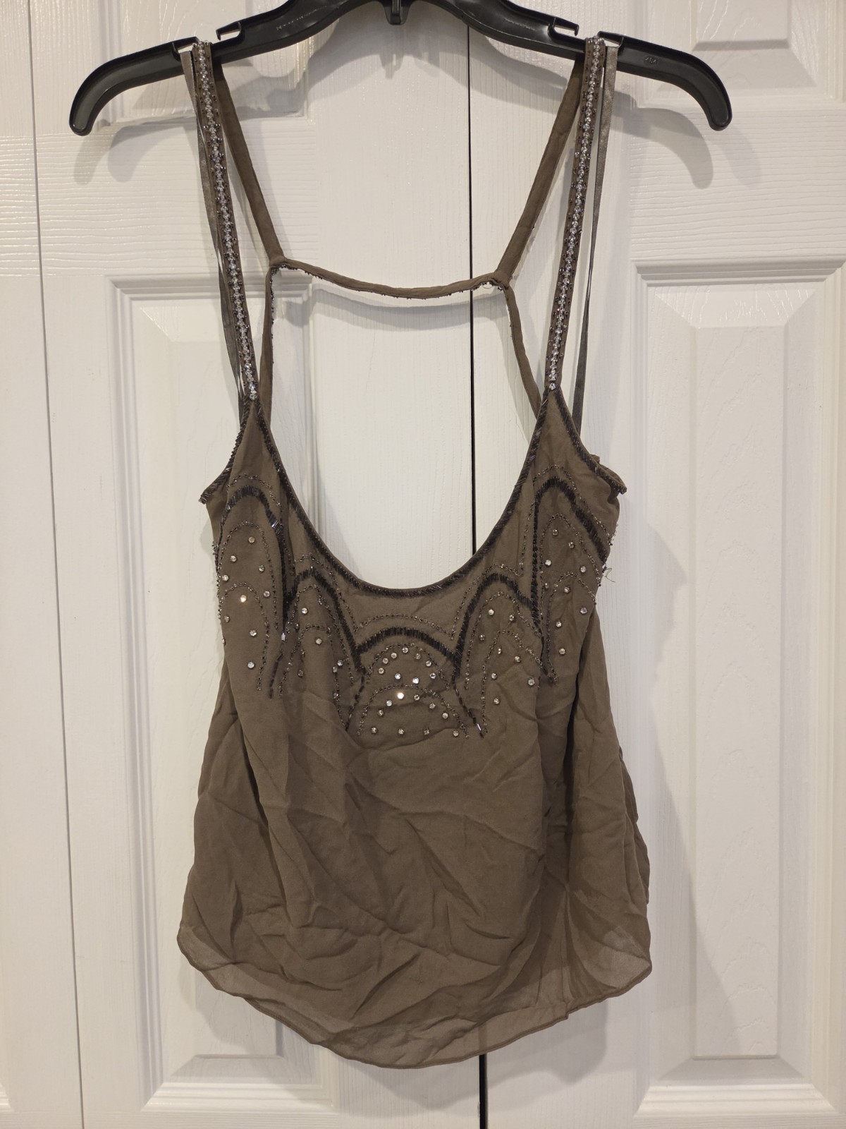 Vintage y2k DKNY 100% Silk Sequin Spaghetti Strap Cami Size 10 Vintage y2k DKNY 100% Silk Sequin Spaghetti Strap Cami Size 10